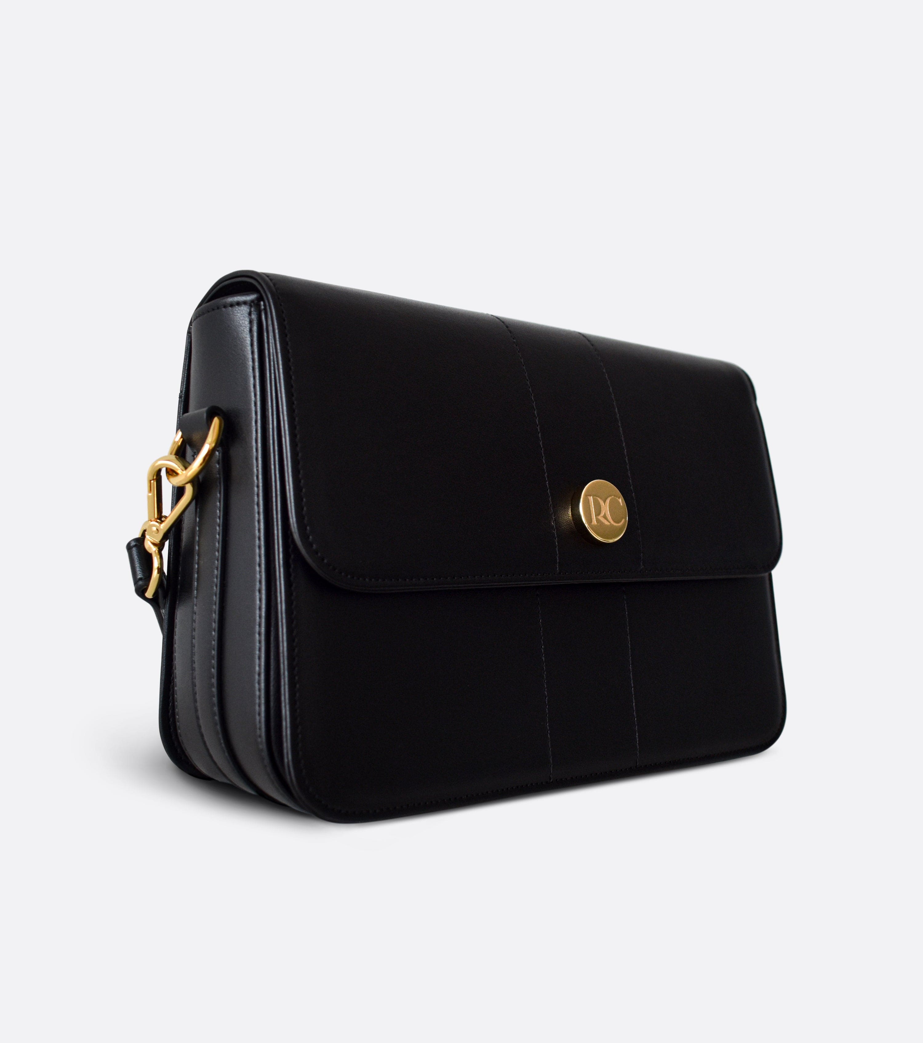Vegan Leather Shoulder Bag for Women | Midi Nomad Apple Crossbody Purse | Black | Perfect for Work, Travel & Everyday Use