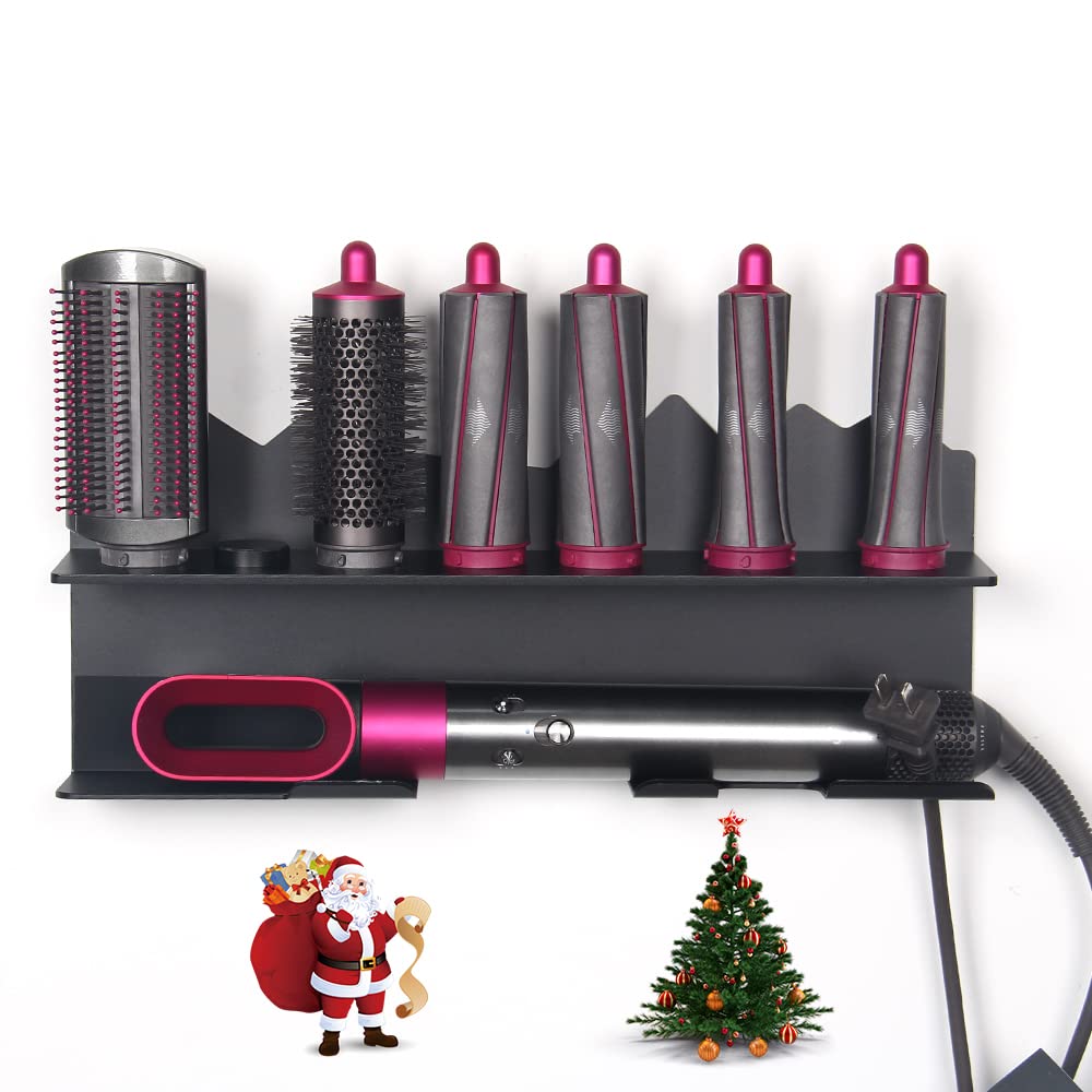 Dyson Airwrap Styler Accessories Storage Stand - Wall Mounted Hair Dryer Holder & Organizer Rack for Salon, Bathroom (Black) - Perfect for Styling Tools Storage & Clutter-Free Vanity Organization