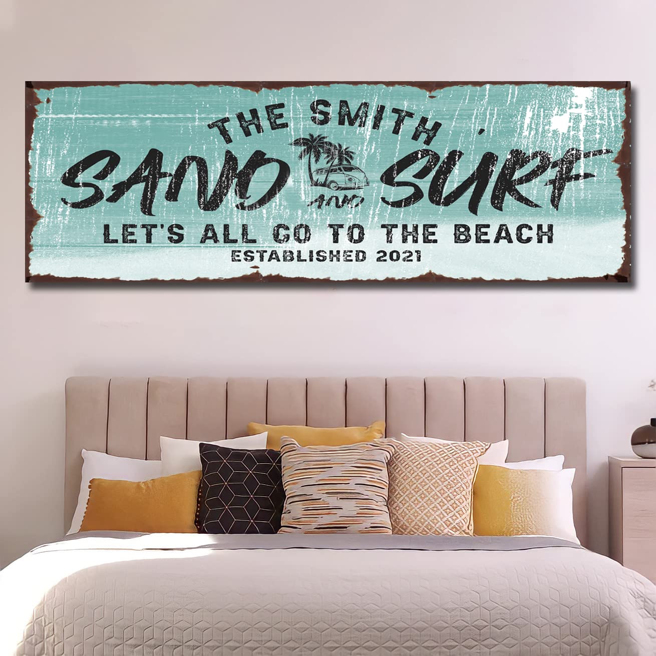 Personalized Coastal Beach Sign Wall Decor - Large 48