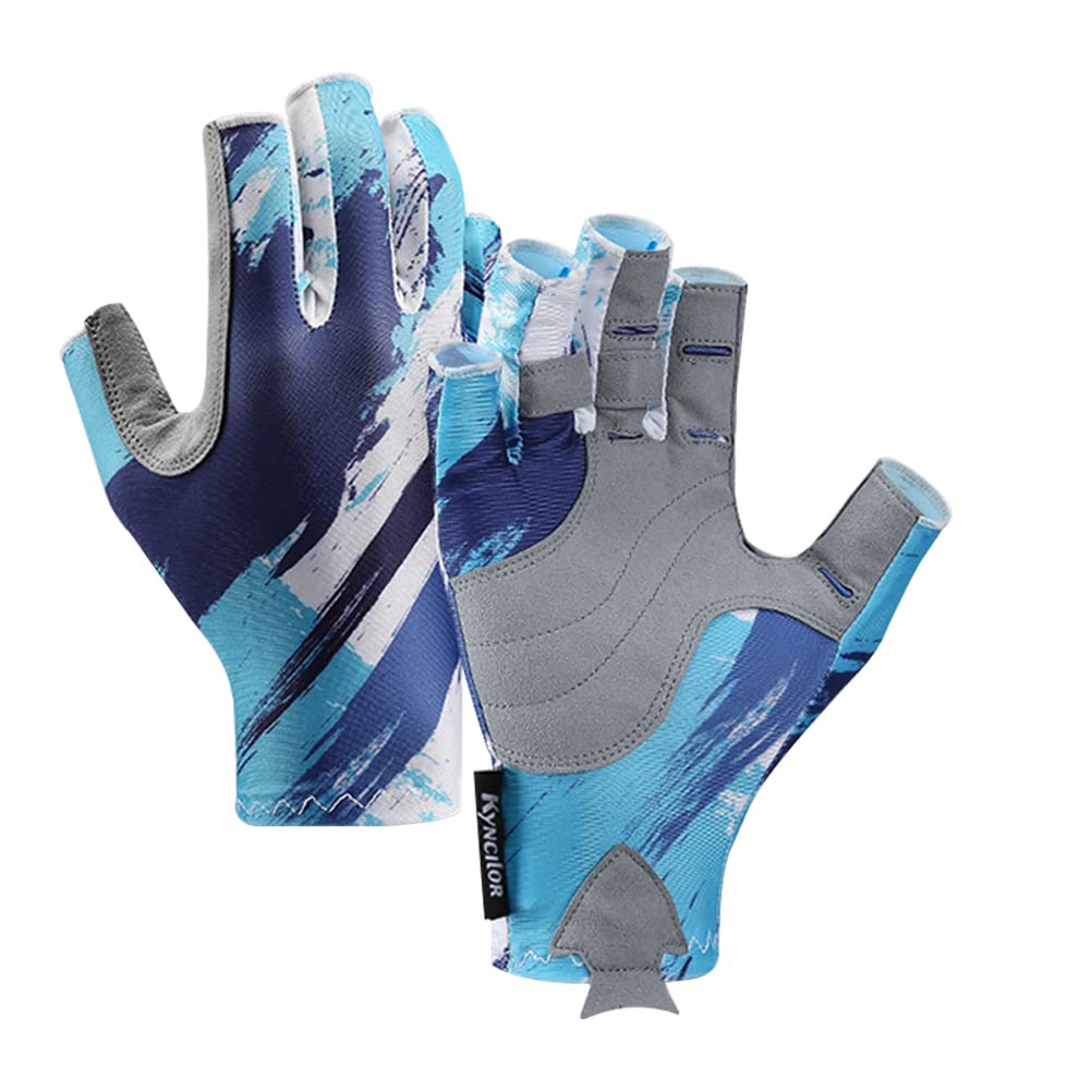 LUOZZY 2 Pairs Half Finger Workout Gloves - Breathable Gym Gloves for Weightlifting, Cycling & Outdoor Sports - Non-Slip Grip - Blue Large - Ideal for CrossFit, Running & Fitness Training