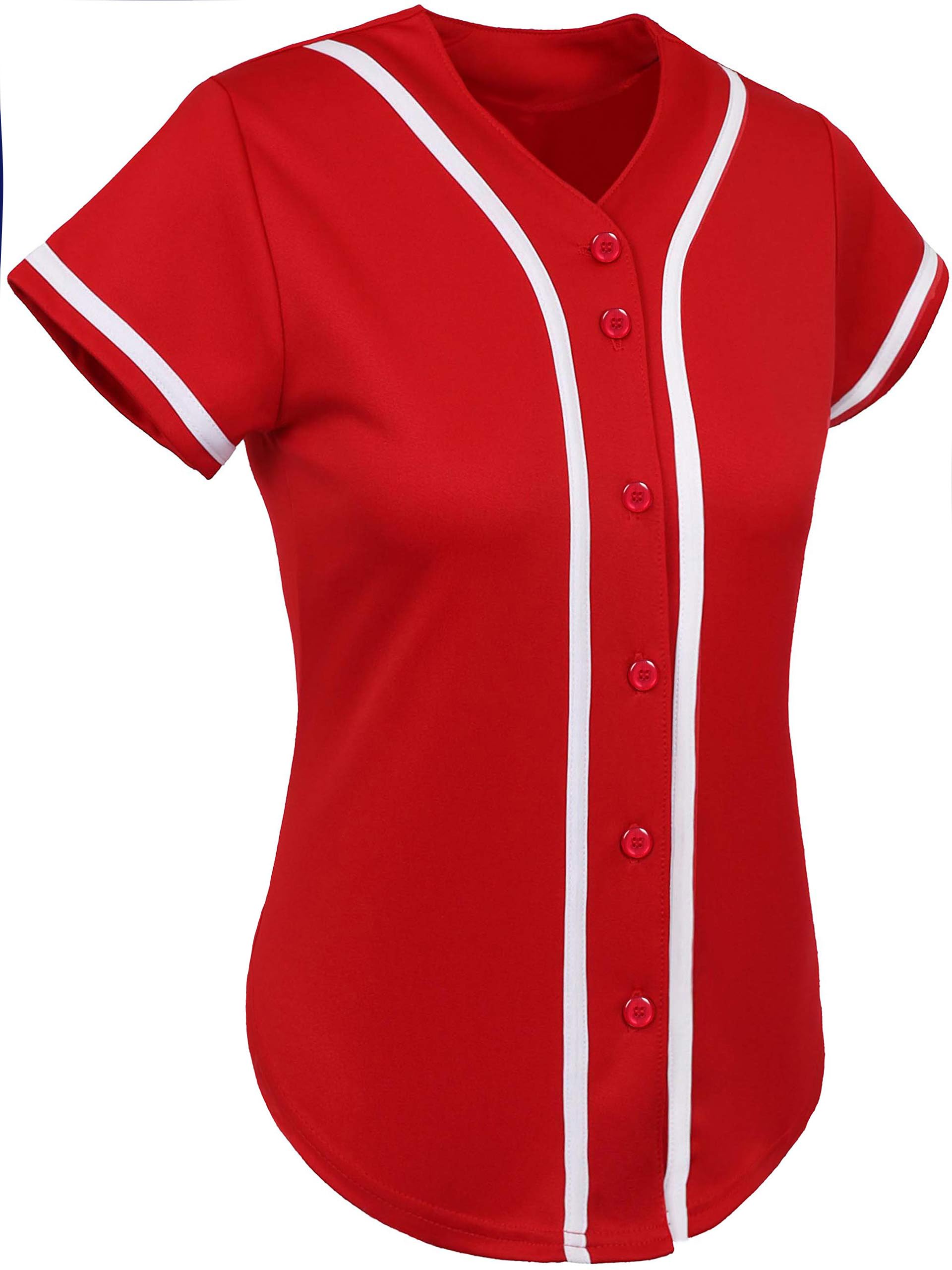 Women's Baseball Jersey - Blank Button Down Softball Shirt - Hip Hop Hipster Short Sleeve Sports Uniform for Casual Wear, Team Sports & Street Fashion