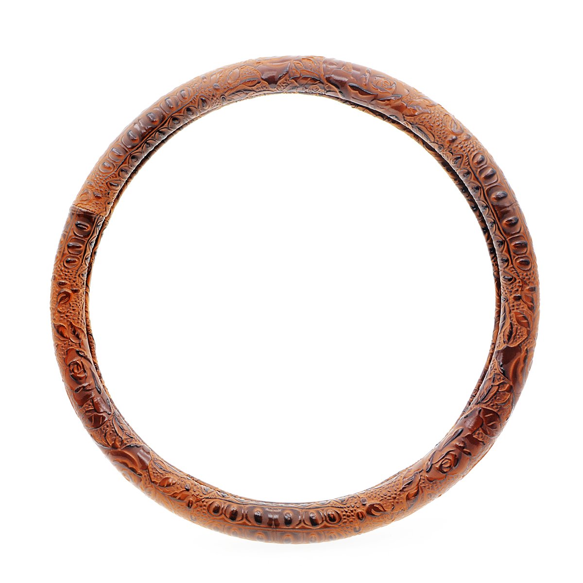 Universal 15 Inch Car Steering Wheel Cover - Anti-Slip Leather Protector with Flower Grain (Brown) | Perfect for Cars, Trucks & SUVs - Enhances Grip & Comfort for Long Drives