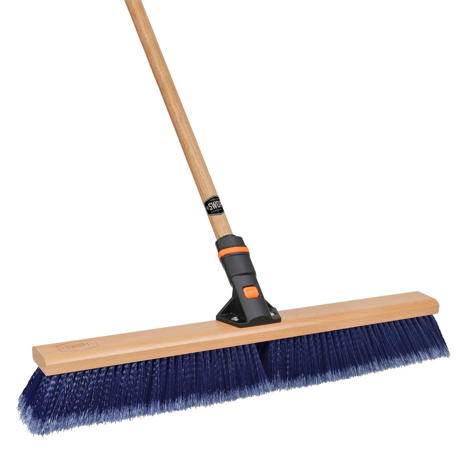 Premium 24-Inch Multi-Surface Push Broom Head with 60-Inch Wooden Handle - Heavy-Duty Cleaning for Driveways, Garages, and Outdoor Spaces