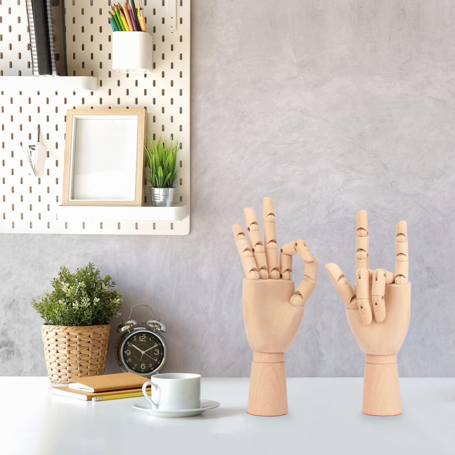 Kukmakri 4-Piece 10 Inch Wooden Hand Mannequin Set for Drawing - Left & Right Hands - Sketching Model for Artists, Students & Professionals - Perfect Art Supplies & Home Office Desk Decor (Great for Figure Drawing Practice & Creative Display)