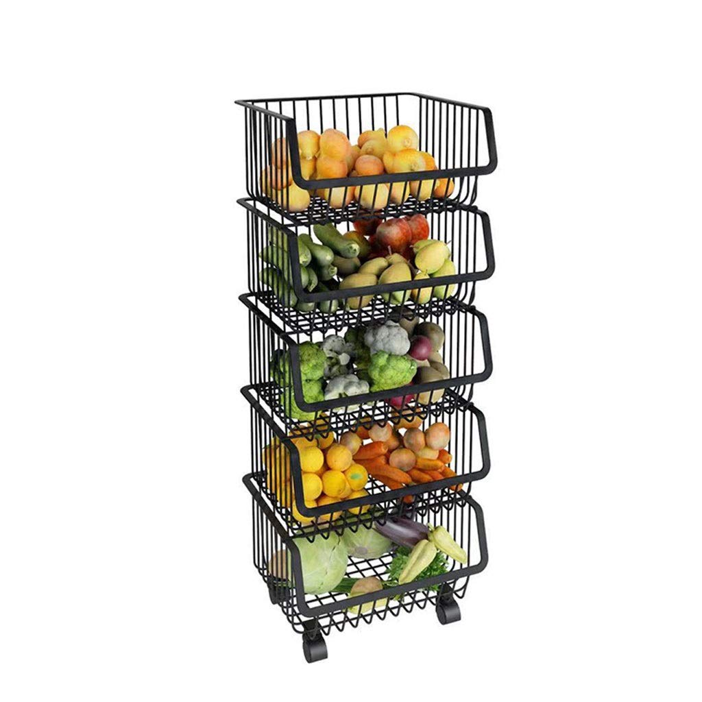 5-Tier Kitchen Storage Rack Organizer - Multi-Functional Iron Shelf for Fruits, Vegetables & Kitchen Supplies | Space-Saving Countertop & Pantry Organizer for Small Kitchens & Apartments
