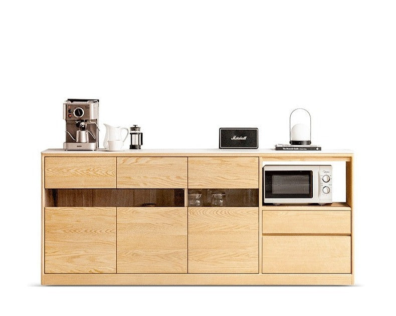 Modern Oak Solid Wood Sideboard Buffet Cabinet - Stylish Storage for Dining Room, Living Room & Entryway