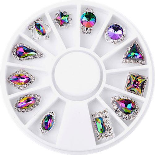 Premium Nail Art Rhinestones Wheel WME001 - 500pcs Self-Adhesive Gems for Nails, DIY Manicure, Salon & Home Use - Perfect for Parties, Weddings & Special Occasions