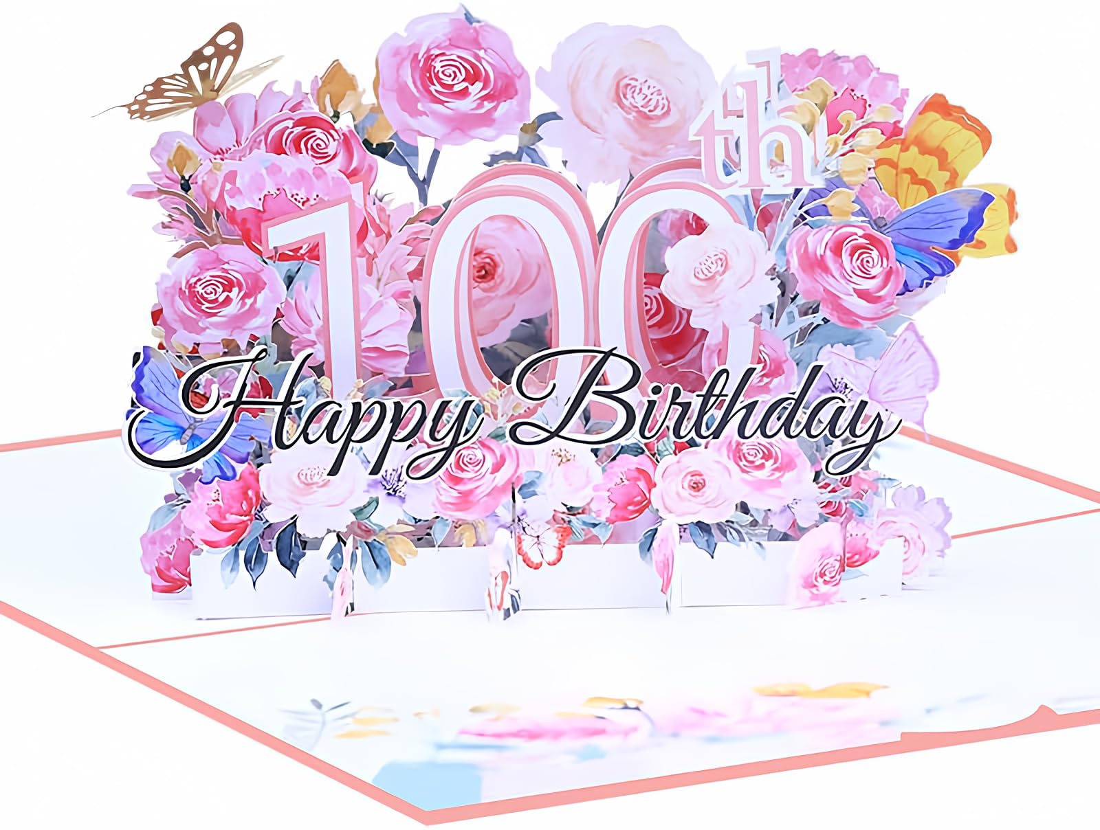 100th Birthday Card for Women - Elegant Pop Up Flower Greeting Card with Note | Perfect 100th Birthday Gift Idea for Grandmother, Mom, Aunt | Ideal for Milestone Celebrations & Special Occasions
