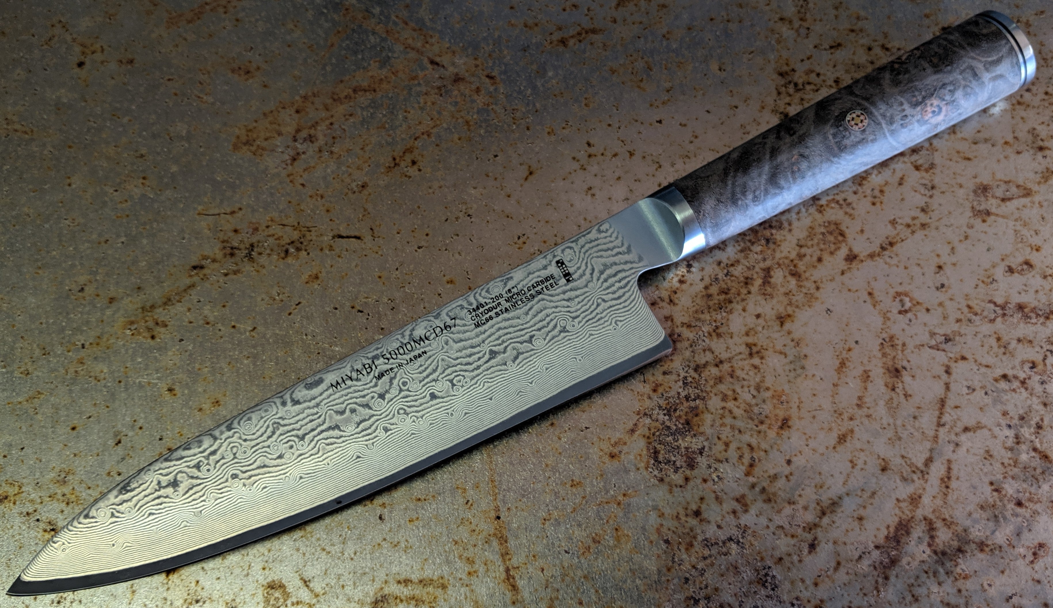 Miyabi Black 8-Inch Chef Knife - Premium Japanese Damascus Steel Kitchen Knife for Professional Chefs & Home Cooking - Perfect for Slicing, Dicing & Chopping Vegetables, Meat & Fish