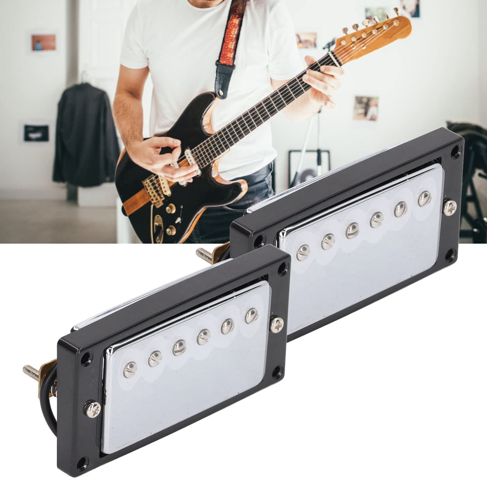 High-Quality Electric Guitar Pickup - Dual Coil Neck/Bridge Pickup for LP Guitars | Silver Replacement Pickup for Enhanced Tone | Perfect for Rock, Blues & Studio Recording