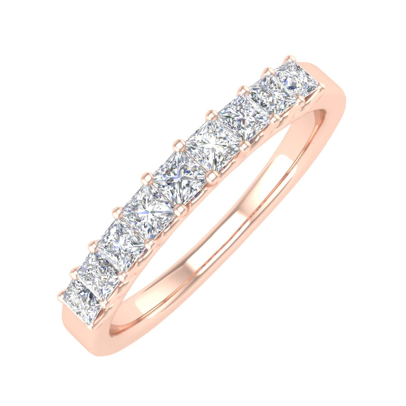 1/2 Carat Princess Cut Diamond Wedding Band Ring in 14K Gold - Elegant Bridal Jewelry for Engagement, Anniversary & Special Occasions