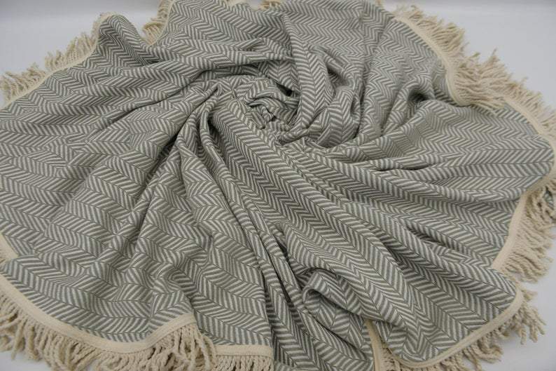 Premium 100% Cotton Olive Green Round Beach Towel - Soft, Absorbent & Quick-Drying for Pool, Beach, Yoga & Outdoor Activities