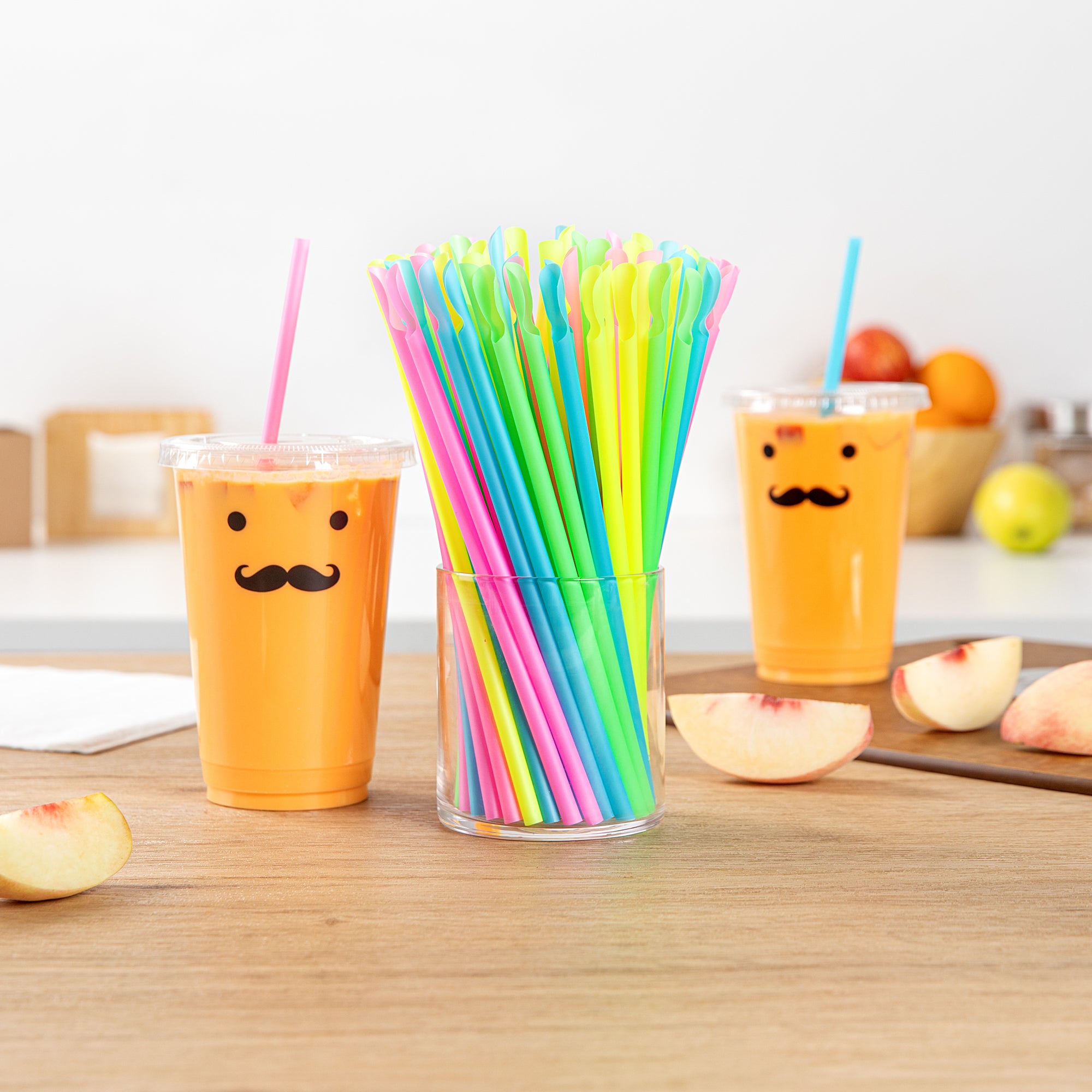 Eco-Friendly PLA Compostable Spoons and Straws - 100 Count Box, Biodegradable Cutlery for Parties, Picnics & Takeout | Basic Nature Assorted Plastic-Free Utensils