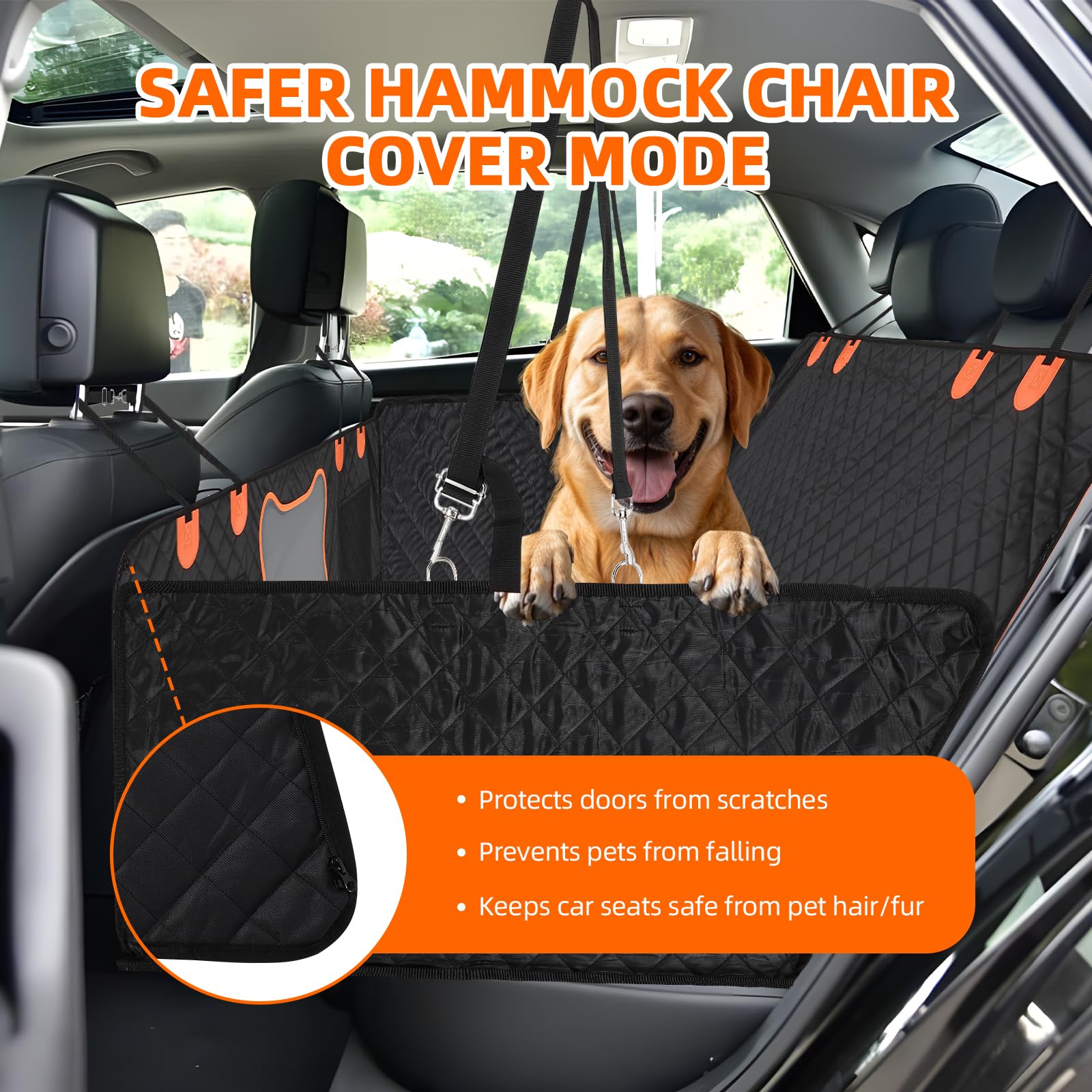 FAHKNS Heavy Duty Dog Car Seat Cover for Trucks - Waterproof Pet Hammock with Hard Bottom & Strong Support for Full Size Pickups (F150/RAM1500/Silverado Crew Cab) - Perfect for Road Trips & Outdoor Adventures