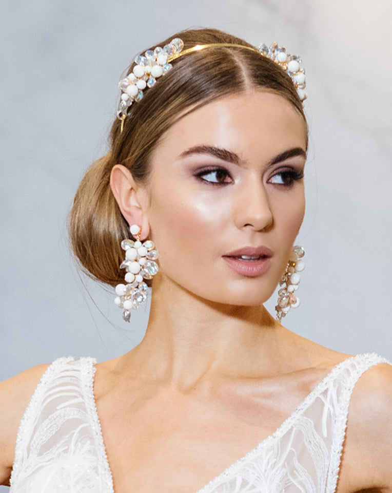 Elegant Bridal Headband with Pearl Shimmer - Kahlo by Kezani | Perfect for Weddings, Prom & Special Occasions