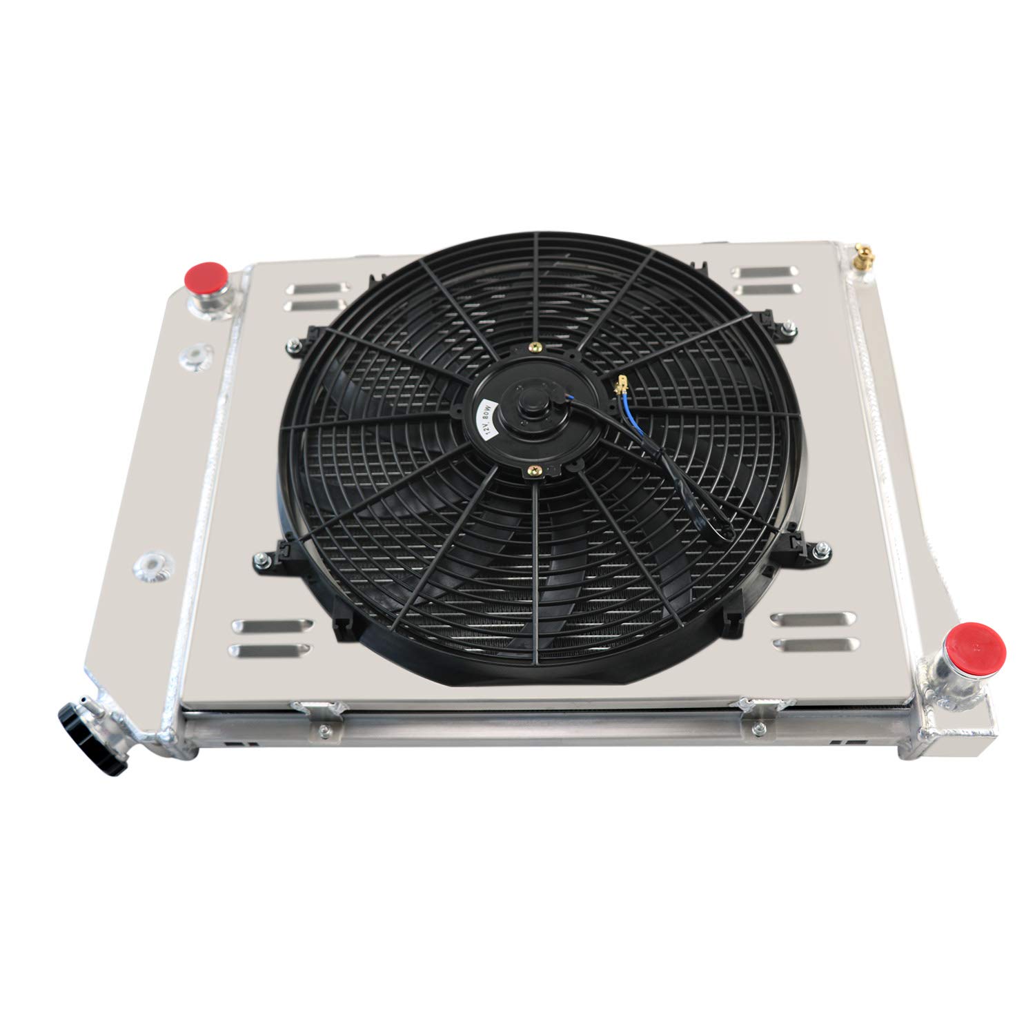 Alloyworks 3-Row Aluminum Radiator with Fan Shroud & Relay Kit - Compatible with 1968-1974 Chevy Nova, 1980-1987 Oldsmobile Cutlass, 1981-1986 Buick Regal - High-Performance Cooling Upgrade for Classic Muscle Cars & Hot Rods