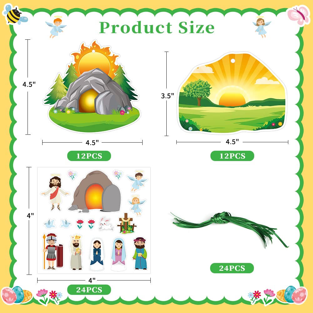 FaCraft 24 Easter Craft Kits for Kids - Religious Sticker Scenes for Sunday School & Bible Study