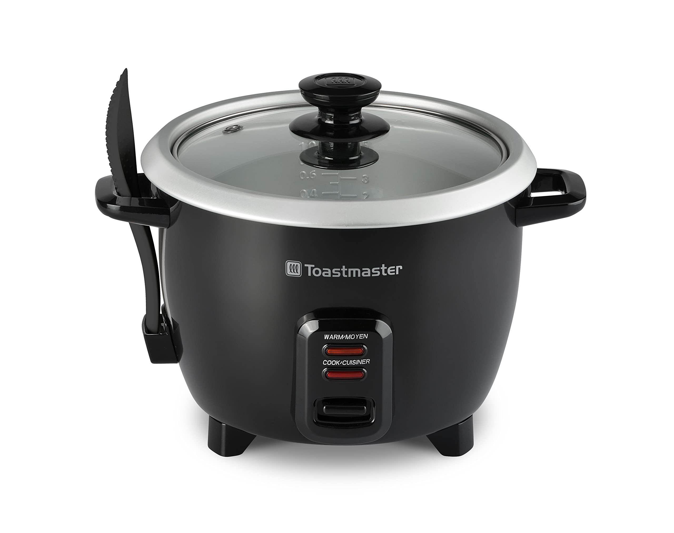 Toastmaster 10-Cup Electric Rice Cooker with Steamer Basket - 5 Cups Uncooked Capacity, Black (TM-101RCCN) - Perfect for Family Dinners, Meal Prep & Asian Cuisine