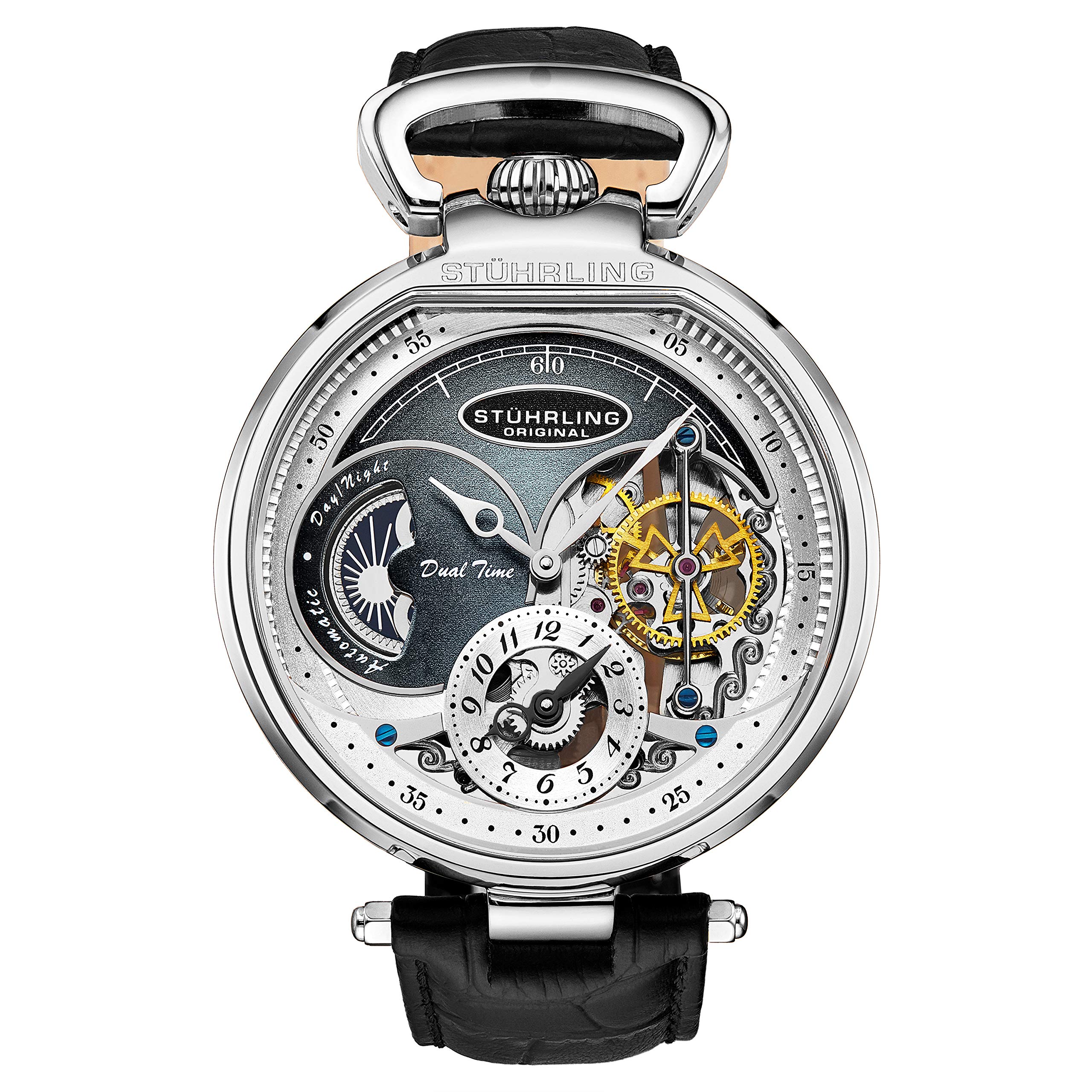 Stuhrling Original Men's Skeleton Watch - Automatic Mechanical Dress Watch for Men - Stainless Steel Case - Perfect for Formal Occasions