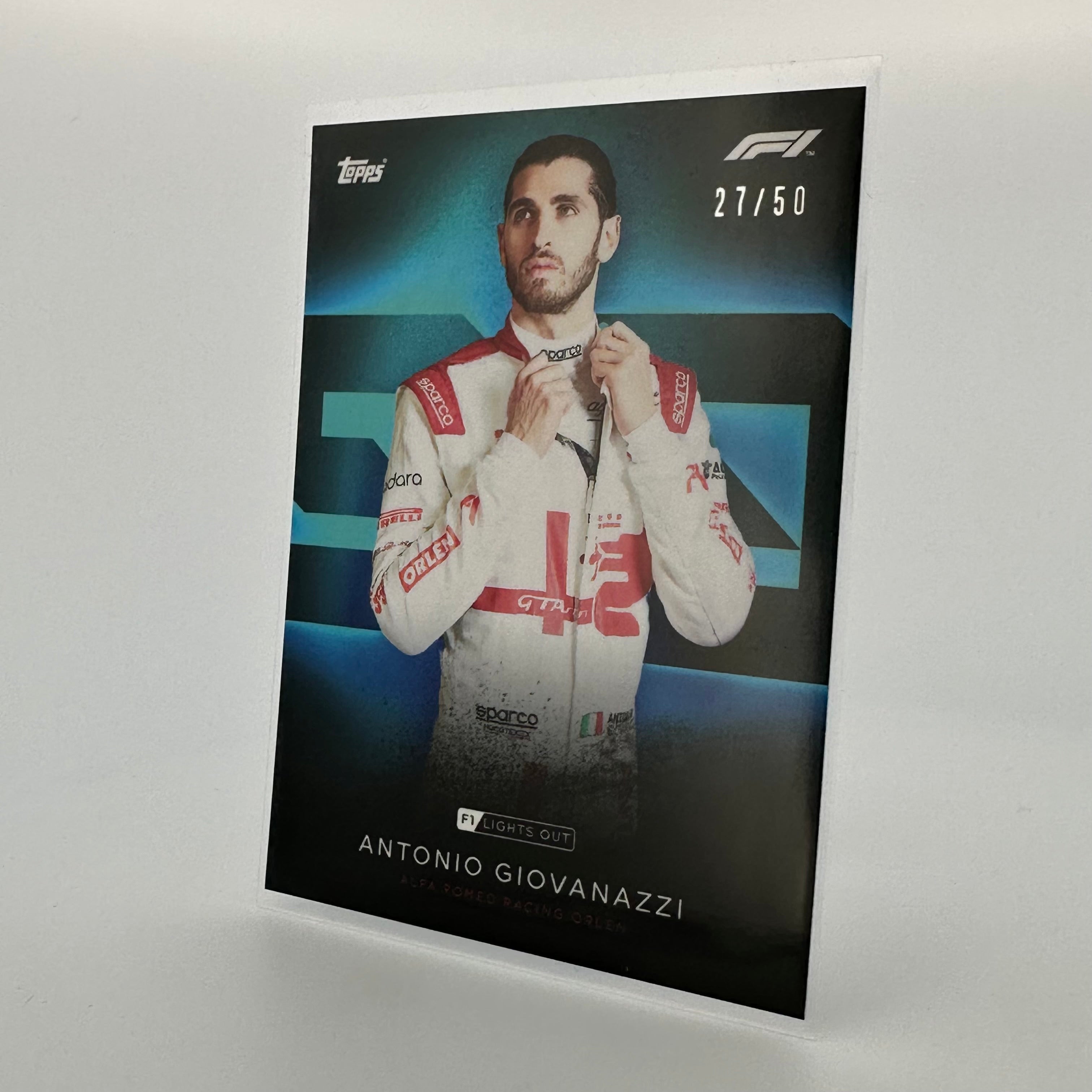 50 Antonio Giovinazzi F1 Racing Driver Aqua Parallel Collectible Card - Perfect for F1 Fans, Sports Memorabilia Collectors & Trading Card Enthusiasts