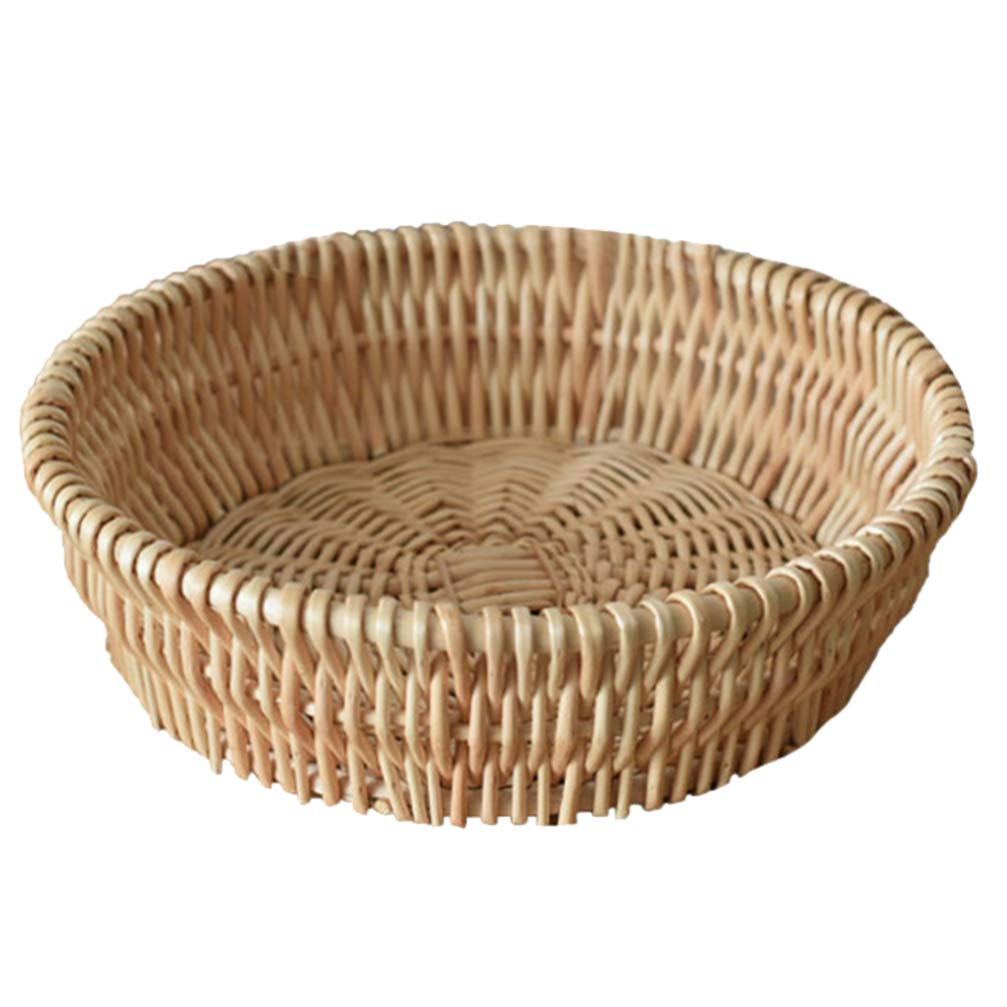 Natural Wicker Bread Basket - 10 Inch Round Kitchen Storage Container for Fruits, Vegetables & Bread | Perfect for Farmhouse Dining, Picnics & Rustic Tabletop Serving