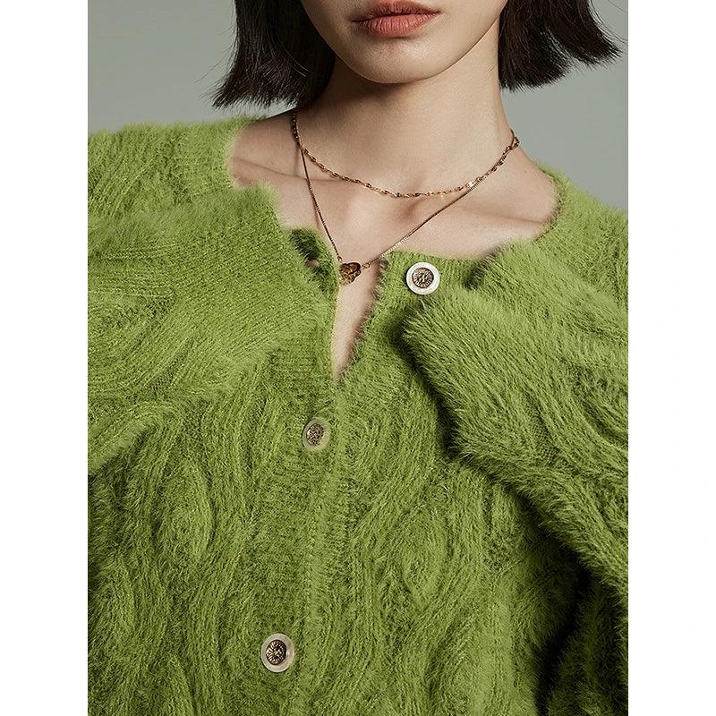 Women's Faux Mink Wool Knit Jacket - Winter 2024 Cozy Warm Outerwear for Cold Weather, Perfect for Casual Outings and Office Wear