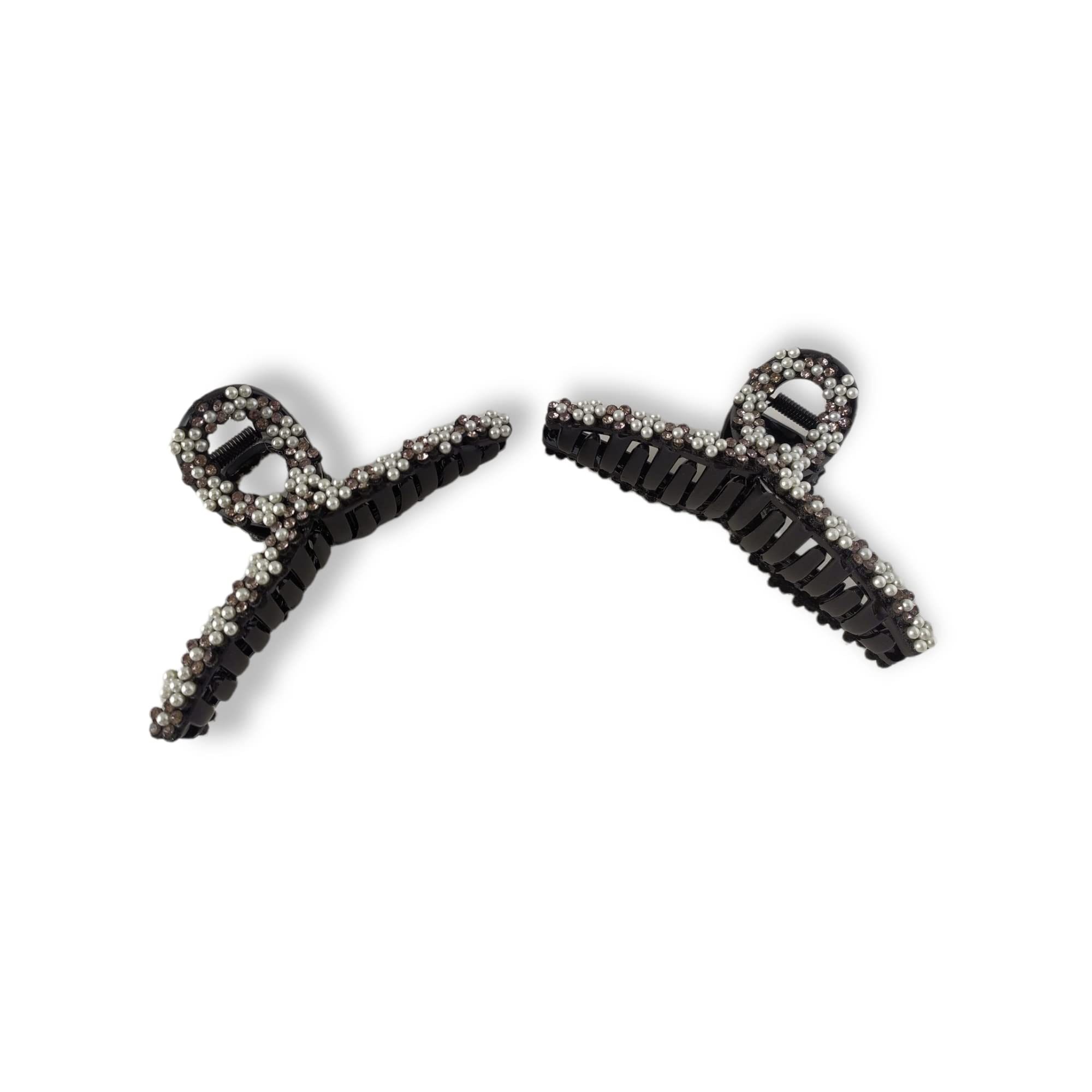 2 Pack Women's Black Acrylic Rhinestone Hair Claw Clips for Thick Hair - Elegant Large Bath Hair Clips with Exquisite Plate Design - Perfect for Parties, Weddings, and Special Occasions
