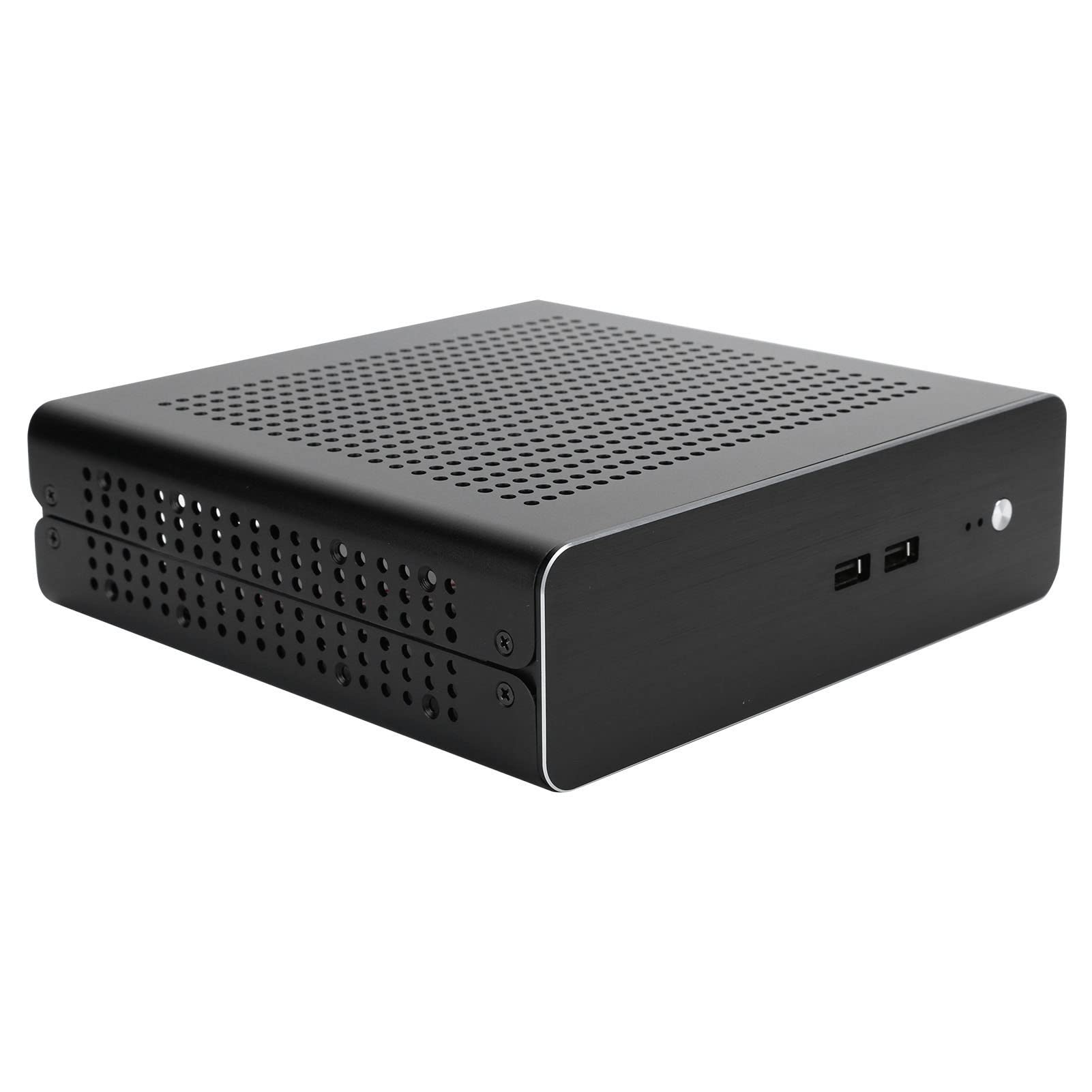 ASHATA G60S Mini-ITX PC Case - Full Aluminum HTPC Chassis with DC-ATX Power Supply, USB 2.0 Ports for Compact Desktop Computer Builds | Perfect for Home Theater, Office Workstations & Space-Saving Gaming Rigs
