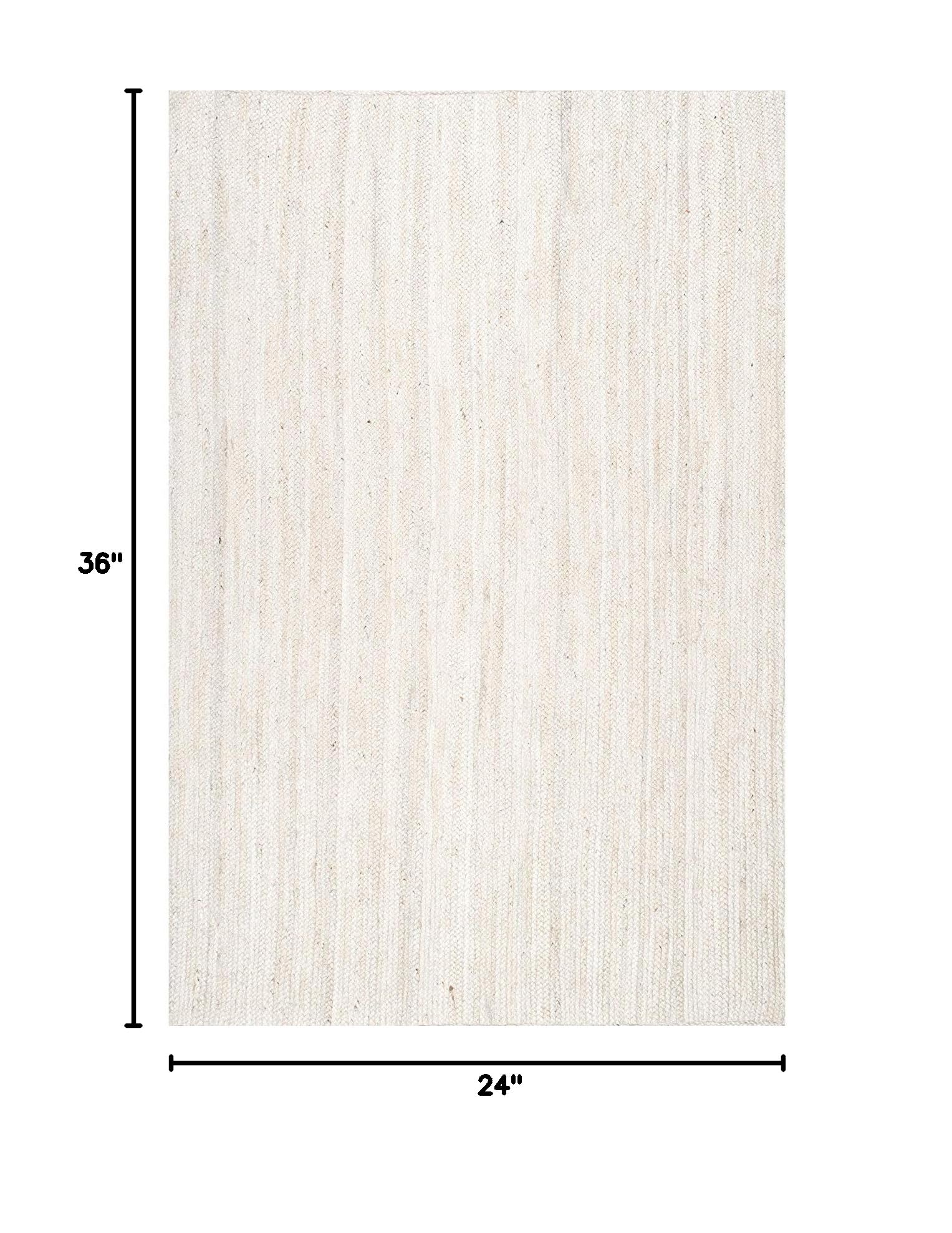 Handwoven Jute Area Rug - Natural Braided Farmhouse Rug for Living Room, Bedroom, Kitchen - 3x10 Feet Rectangle Off-White Rug - Perfect for Boho Decor, Cozy Home & Rustic Interior Design