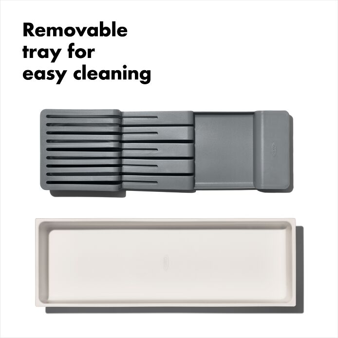 Compact Knife Drawer Organizer - Bamboo Knife Storage Tray for Kitchen Utensils - Perfect for Organizing Knives, Forks, and Spoons in Kitchen Drawers