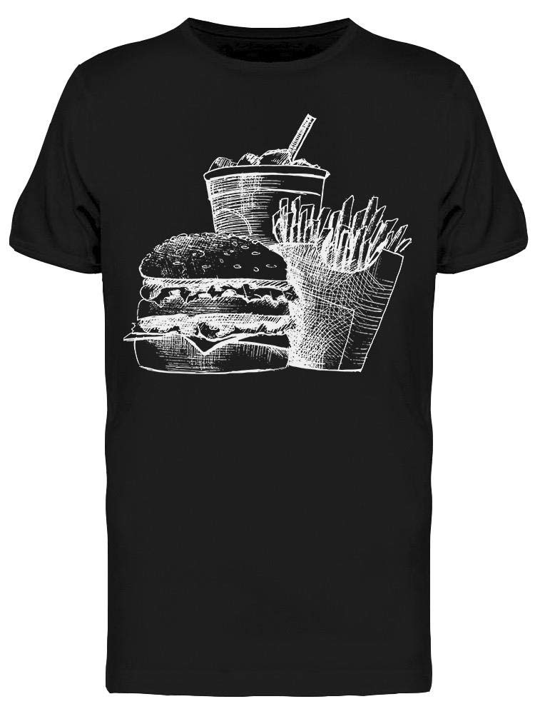 Smartprints Chalk Drawn Hamburger Graphic T-Shirt for Men - Casual Streetwear, Funny Foodie Outfit for Parties & Everyday Wear