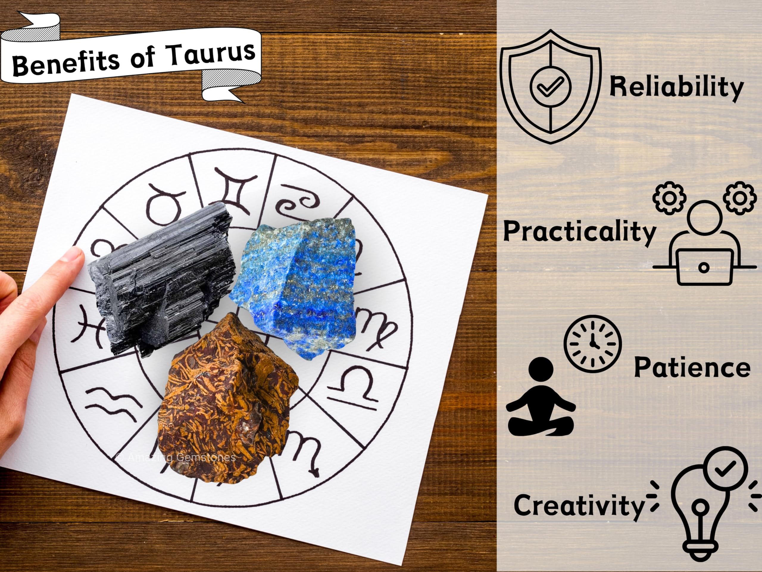 Taurus Zodiac Healing Crystal Set - 3 Raw Gemstones for Astrology, Chakra Balancing & Energy Healing | Perfect Birthday, Anniversary Gift for Women, Men, Mother & Father | Includes Information Card | Ideal for Meditation, Home Decor & Spiritual Wellness
