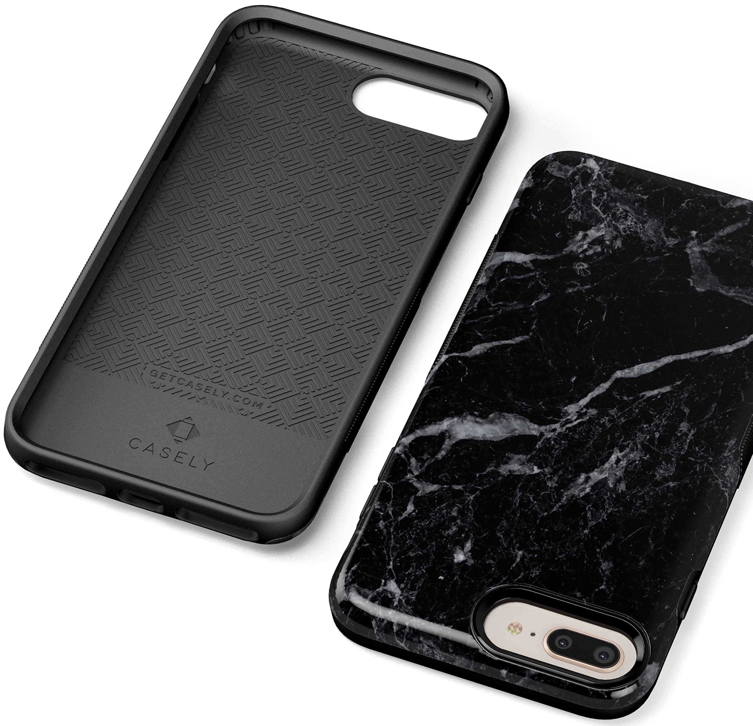 Casely iPhone 6/7/8 Plus Case - Premium Slim Black Marble Phone Cover | Protective Shockproof Case for iPhone 6 Plus 7 Plus 8 Plus | Perfect for Work, Travel & Everyday Use