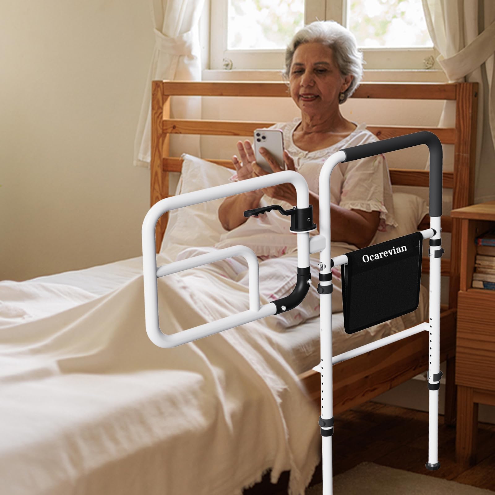 Elderly Bed Safety Rails for Adults & Seniors - Adjustable Bed Guard Rails with Storage Pouch for King, Queen, Full & Twin Size Beds - Perfect for Fall Prevention & Assisted Sleeping