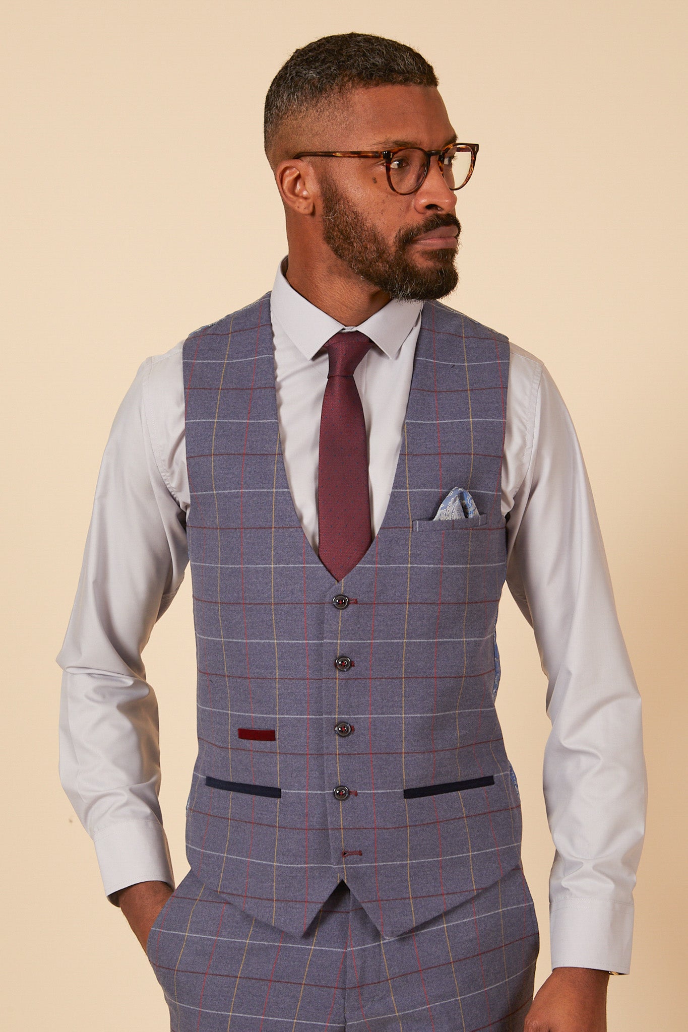 Drake Sky Blue Check Waistcoat for Men - Stylish Formal Vest for Weddings, Parties & Business Events