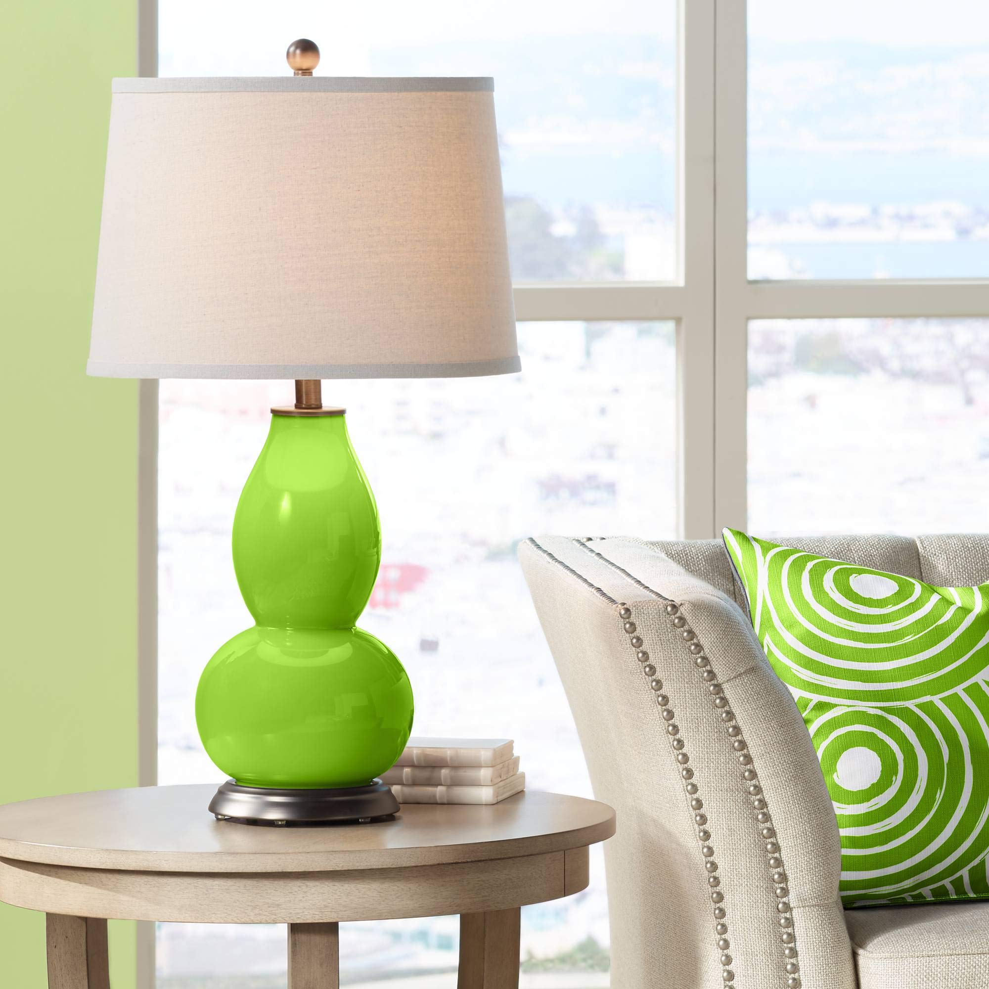 Neon Green Double Gourd Table Lamp - Modern LED Night Light for Bedroom, Living Room, and Office Decor - Energy Efficient Accent Lighting for Home & Workspace