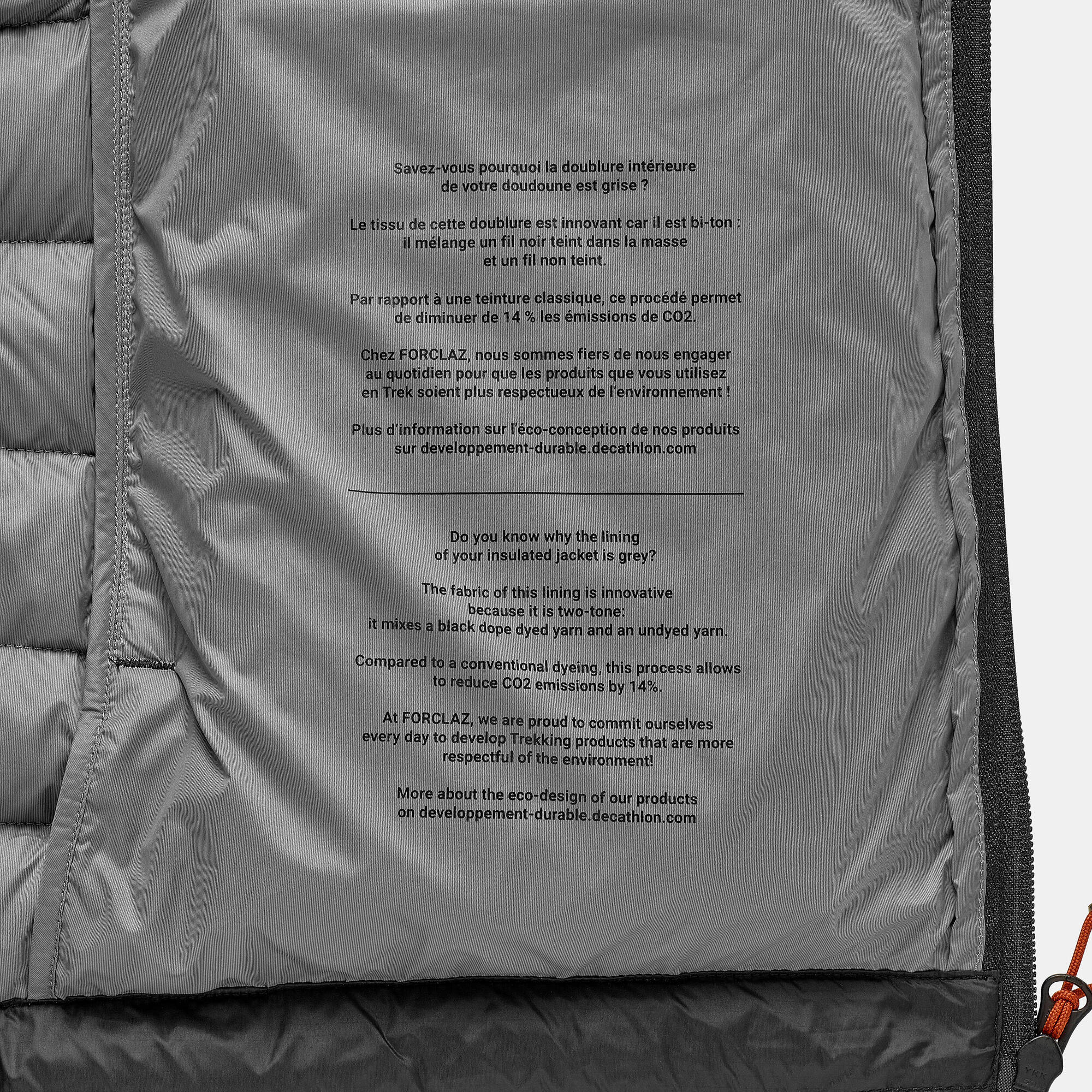 Forclaz MT500 Men's Hooded Padded Jacket for Mountain & Backpacking - Warm & Lightweight Down Coat for Hiking, Camping in Cold Weather (14°F)