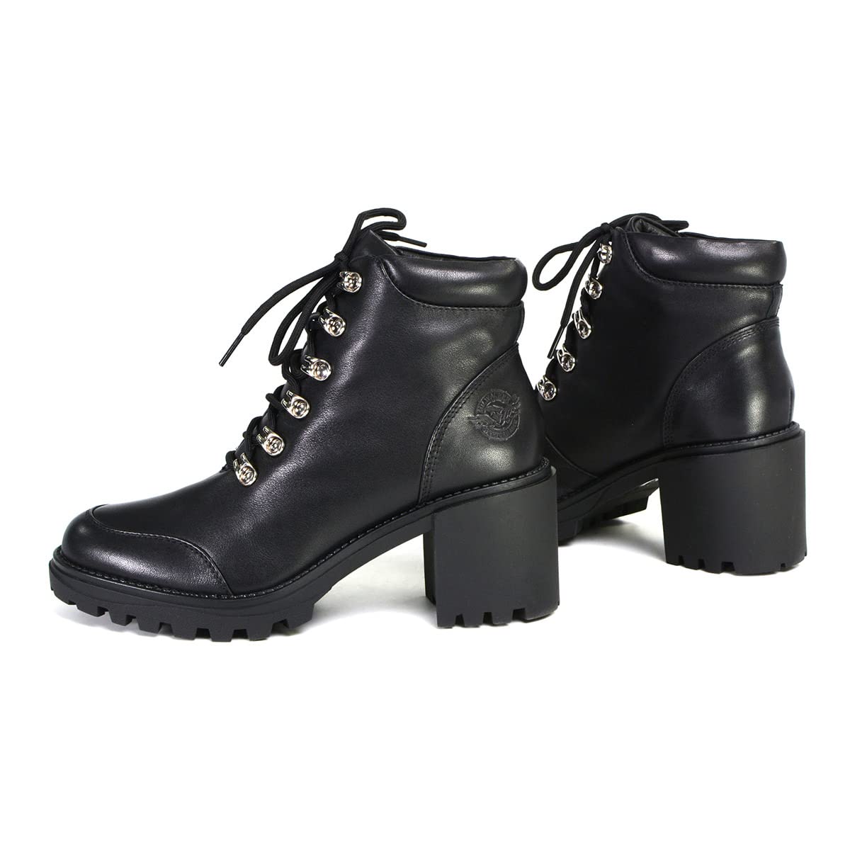 Milwaukee Leather Women's Devine Black Leather Lace-Up Platform Boots MBL9439 | Stylish Ankle Booties for Casual Outfits, Date Nights & Fall Fashion