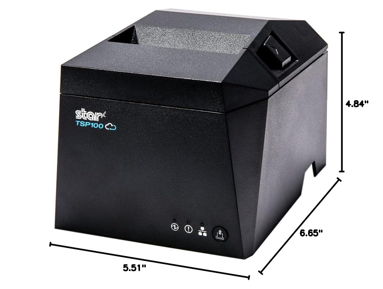 Star Micronics TSP143IVUW Wi-Fi USB-C Ethernet Thermal Receipt Printer with CloudPRNT, Auto Cutter & Internal Power Supply - Gray - Ideal for Retail, Restaurant & POS Systems