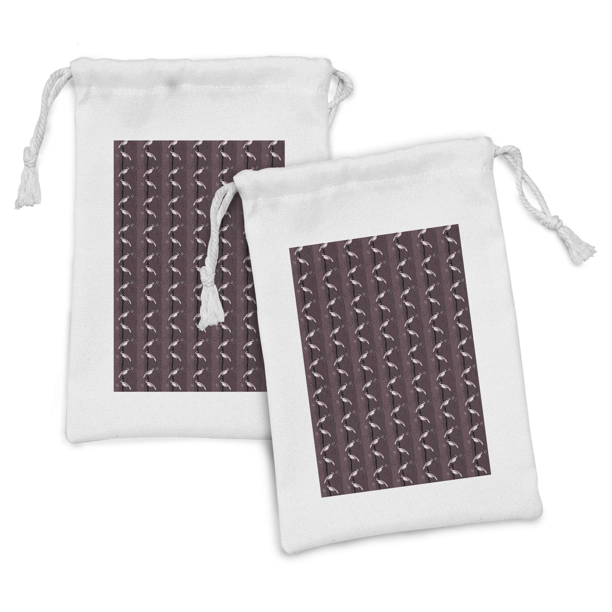 Ambesonne Peacock Fabric Pouch Set of 2 - Small Drawstring Bags for Toiletries, Masks & Favors (9
