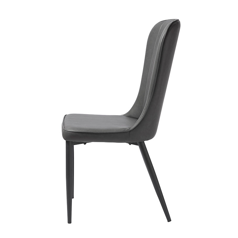 HUDSON Modern Dining Chair - Dark Grey Upholstered Seat, Sturdy Wooden Legs - Perfect for Kitchen, Dining Room, and Home Office