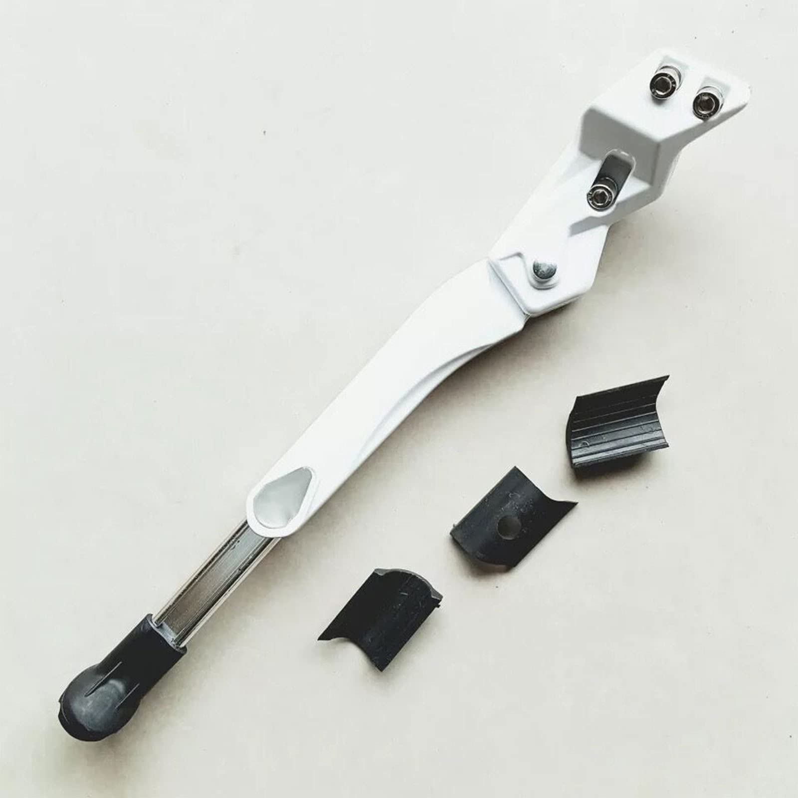 BWHNER Adjustable Bike Kickstand - Aluminum Alloy Bicycle Kickstand for Electric, Mountain & Road Bikes - Single Side Support Parking Rack (White) | Perfect for Secure Parking on Uneven Surfaces & Urban Commuting