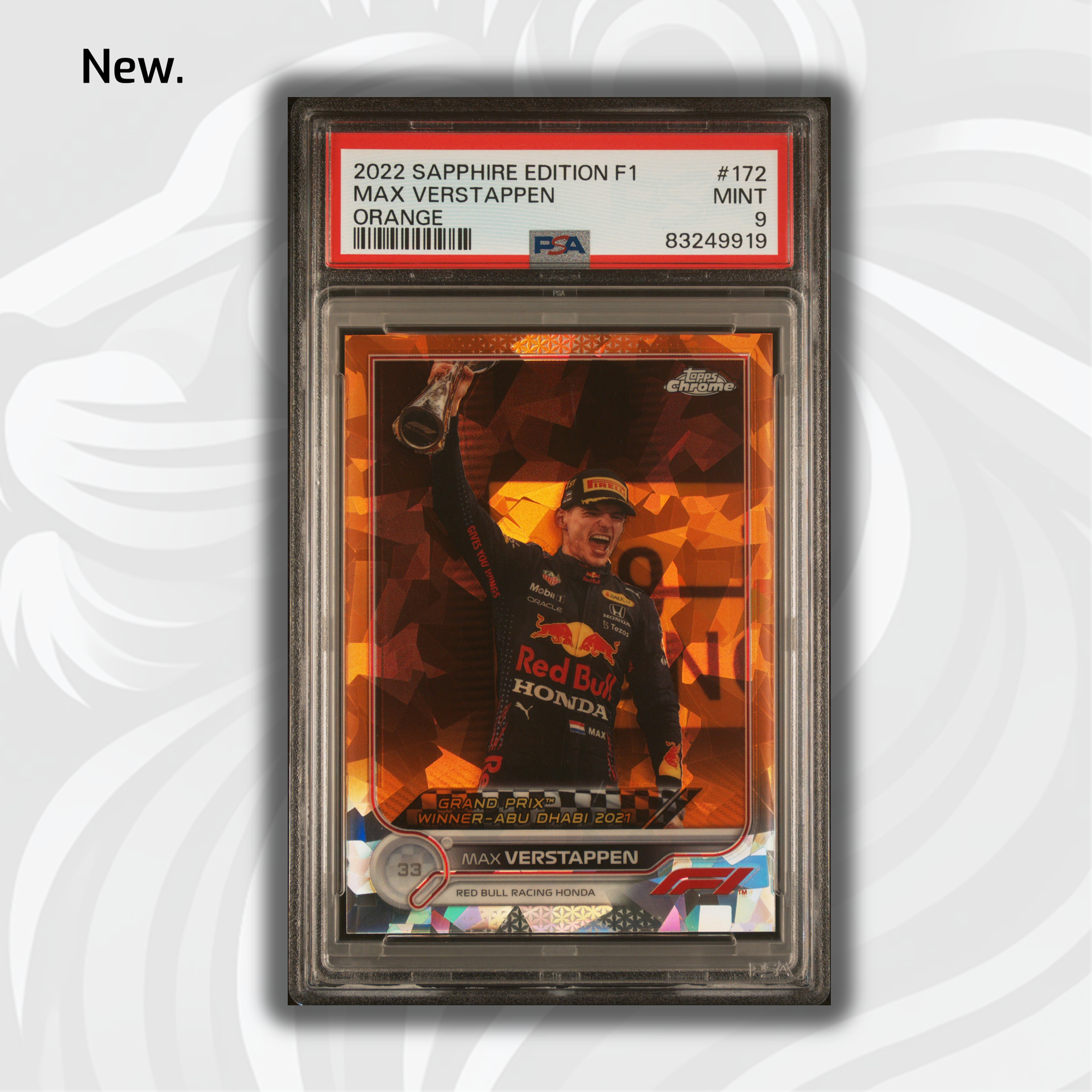 PSA 9 Graded 2022 Topps Chrome F1 Max Verstappen #172 Orange Sapphire 13/25 - Rare Racing Collectible for Fans & Card Investors