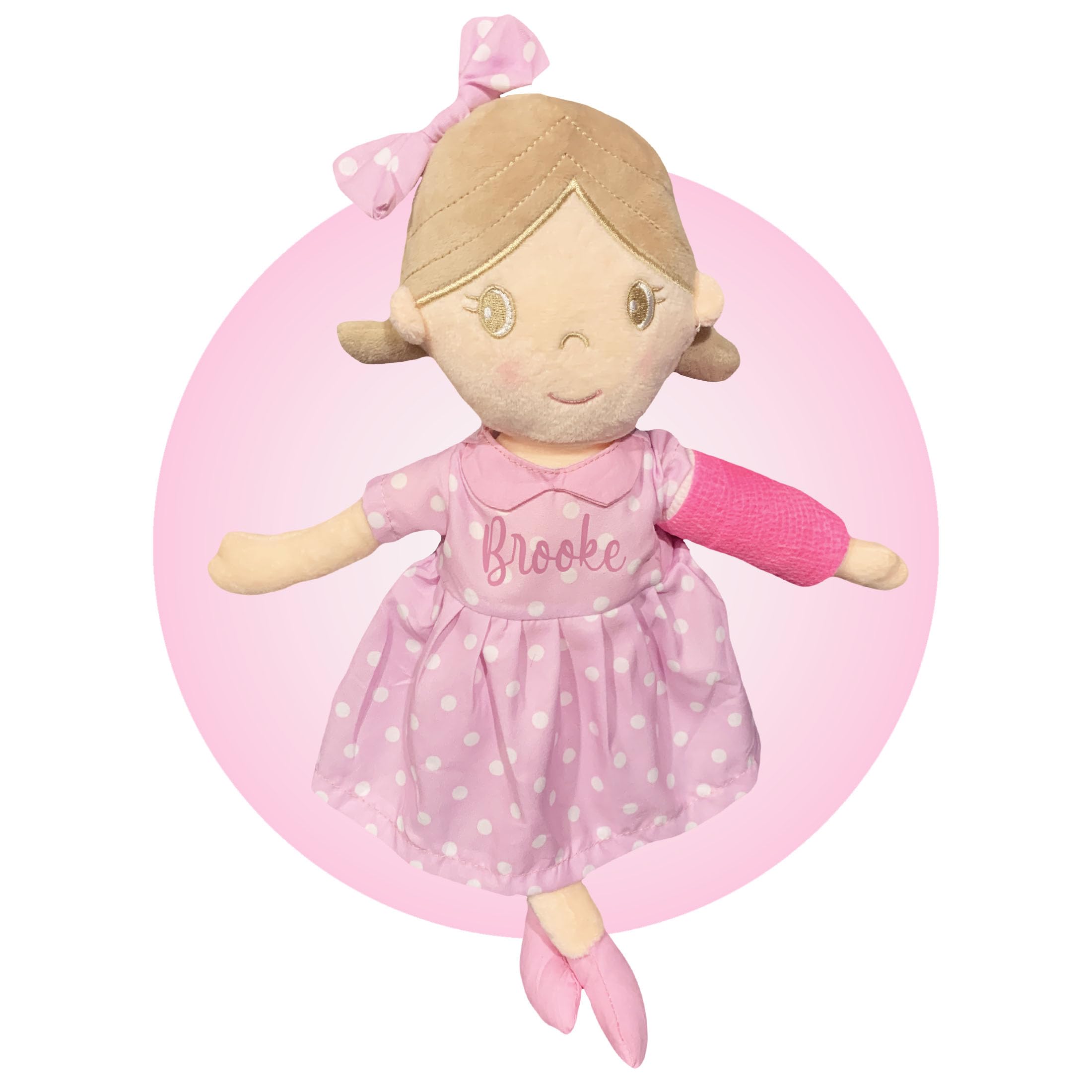 Handmade Personalized Doll with Broken Arm - Thoughtful Get Well Soon Gift for Kids & Girls - Broken Wrist or Leg Recovery Present - Perfect for Hospital Visits & Cheering Up Sick Children - Gift Wrapped by Kikilishop