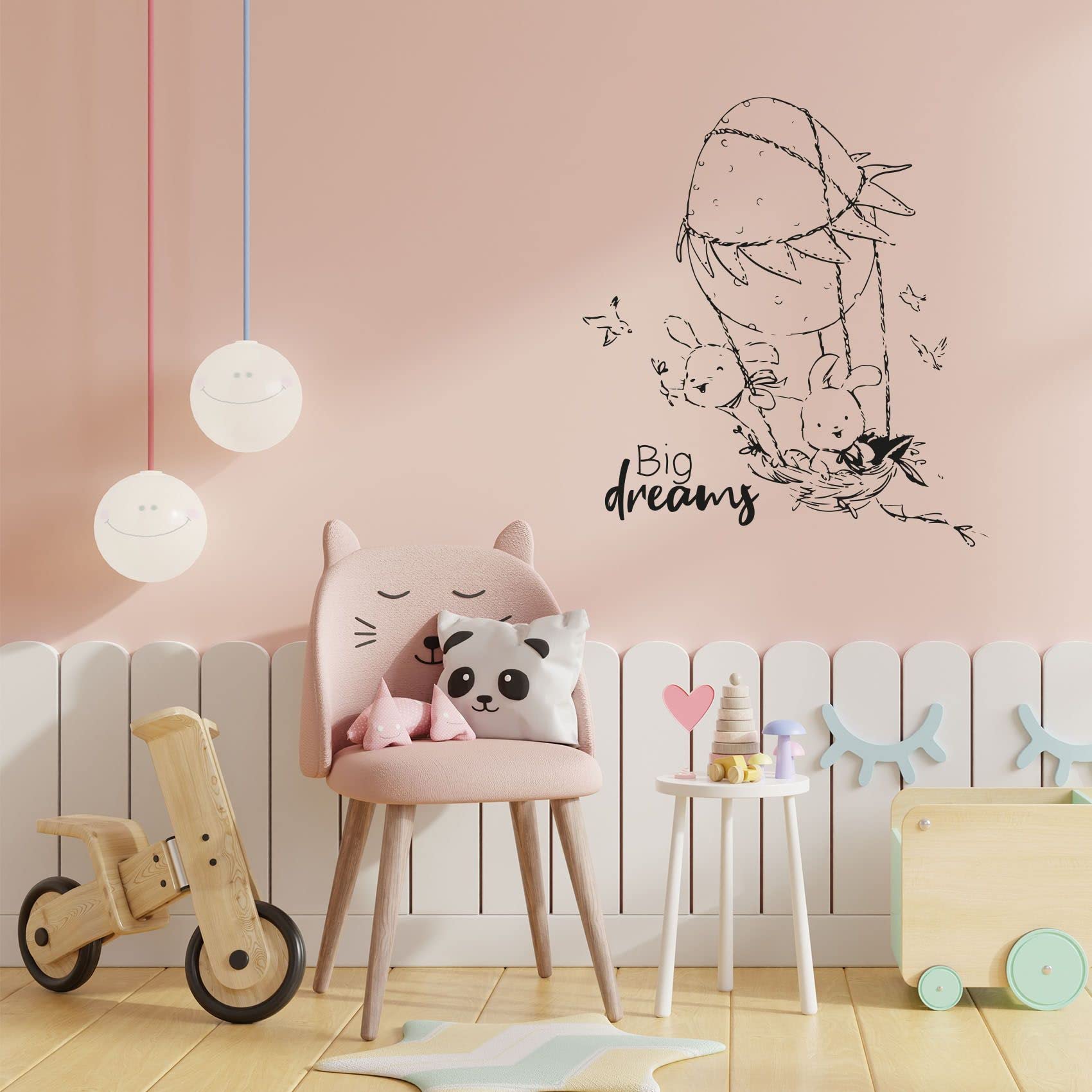 Big Dreams Bunny Hot Air Balloon Vinyl Wall Sticker - Inspirational Quote Decal for Kids Room, Nursery, Bedroom & Playroom Decor (10x8 inch) - Perfect for Baby Shower Gifts & Children's Home Decoration