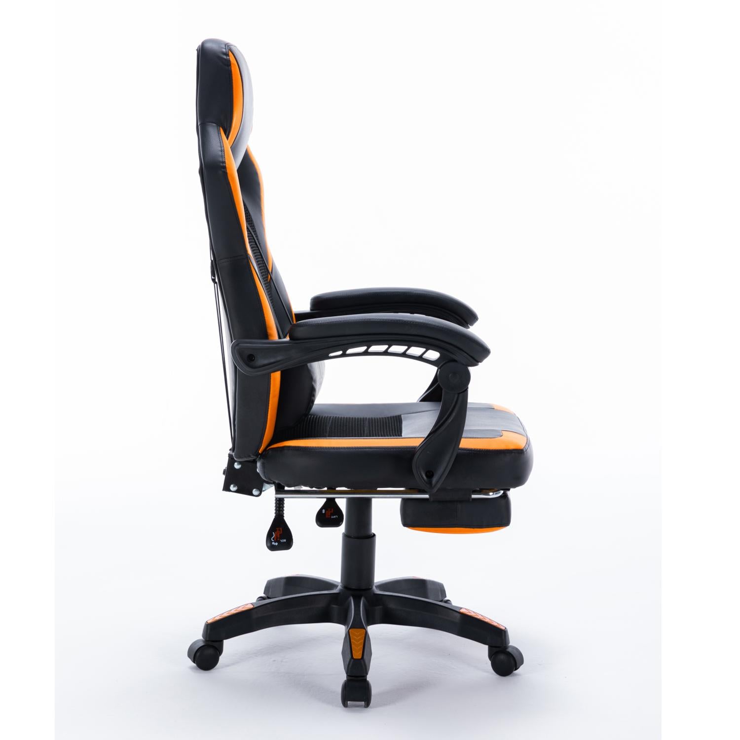 Premium Footrest Series - 8221 Ergonomic Gaming Chair (Black & Orange) for PC, Office & Home Use - Enhance Comfort & Support for Long Gaming Sessions & Work