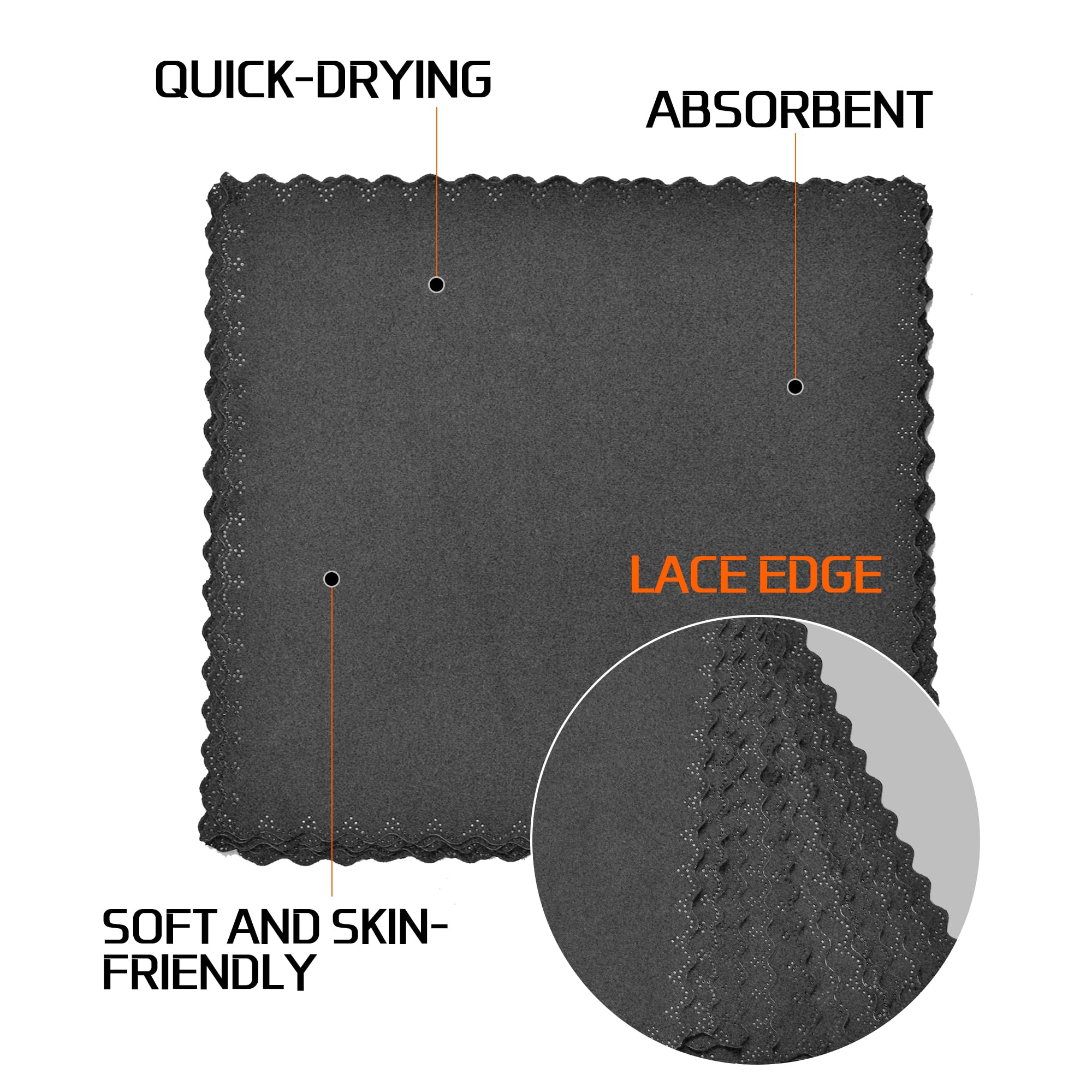 12 Pack Microfiber Sweat Absorbing Handkerchiefs - Soft & Quick-Dry Sweat Rags for Men & Women - Small Hand Towels for Gym, Running, Yoga & Outdoor Activities