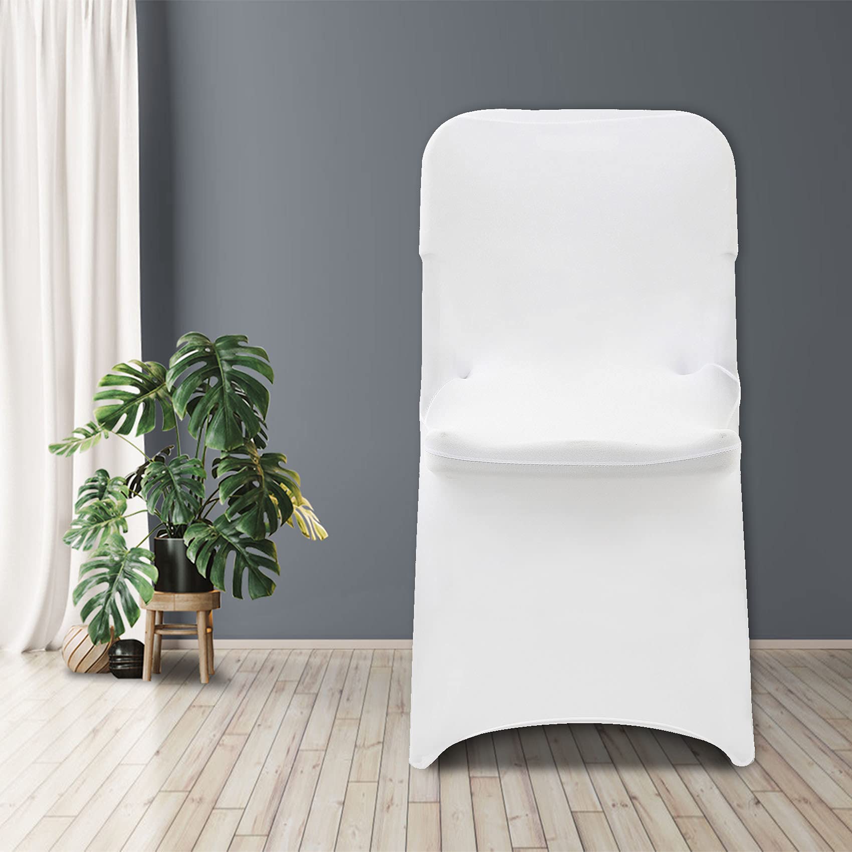 100 PCS White Stretch Spandex Chair Slipcovers - Elastic Dining Room Chair Covers Protector for Wedding, Banquet, Party & Home Decor | Fits Folding Chairs, Perfect for Events & Daily Use