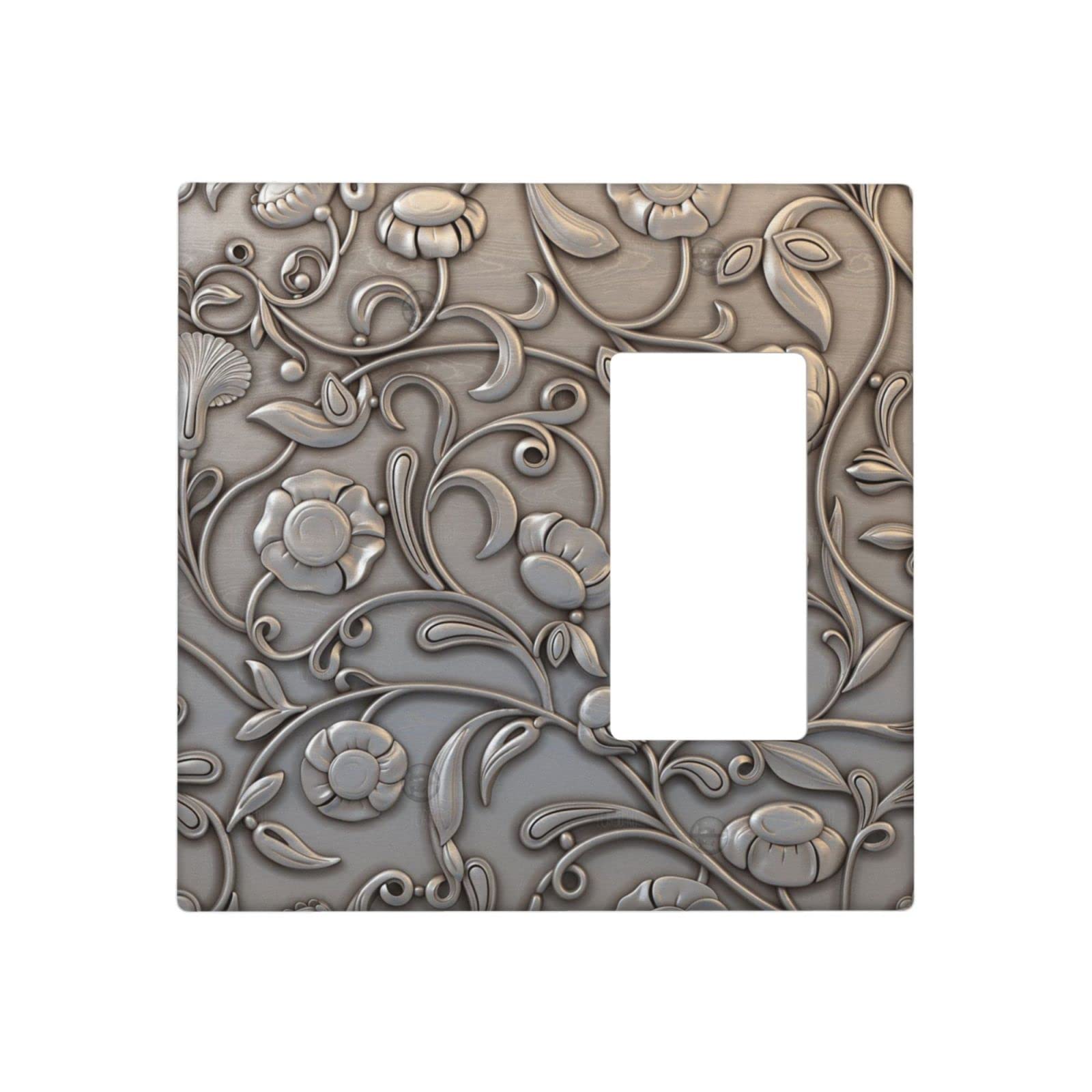 Decorative Brass Floral Print Rocker Light Switch Cover - Plastic Wall Plate for Electrical Outlets - Elegant Kitchen & Bedroom Decor - Perfect for Home, Office, and Commercial Spaces