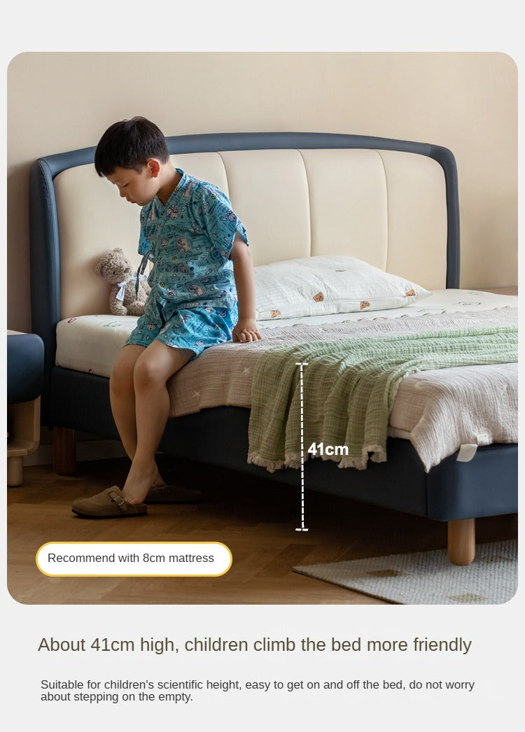 Organic Leather Soft Kids Bed - Durable & Comfortable Toddler Bed for Boys & Girls - Perfect for Nursery, Bedroom & Playroom